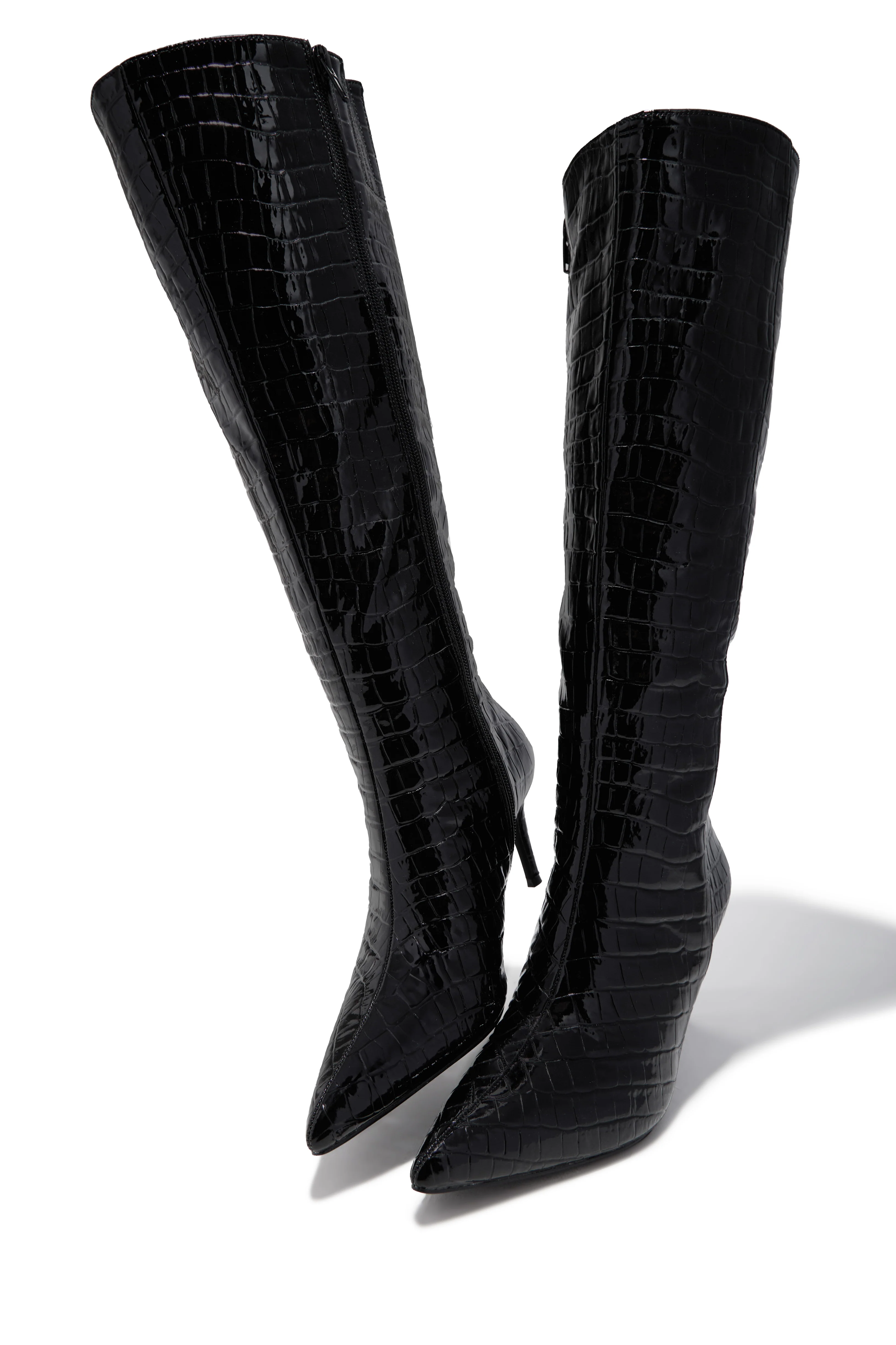Chrissy Mid Heel Boots - Black - Image 3