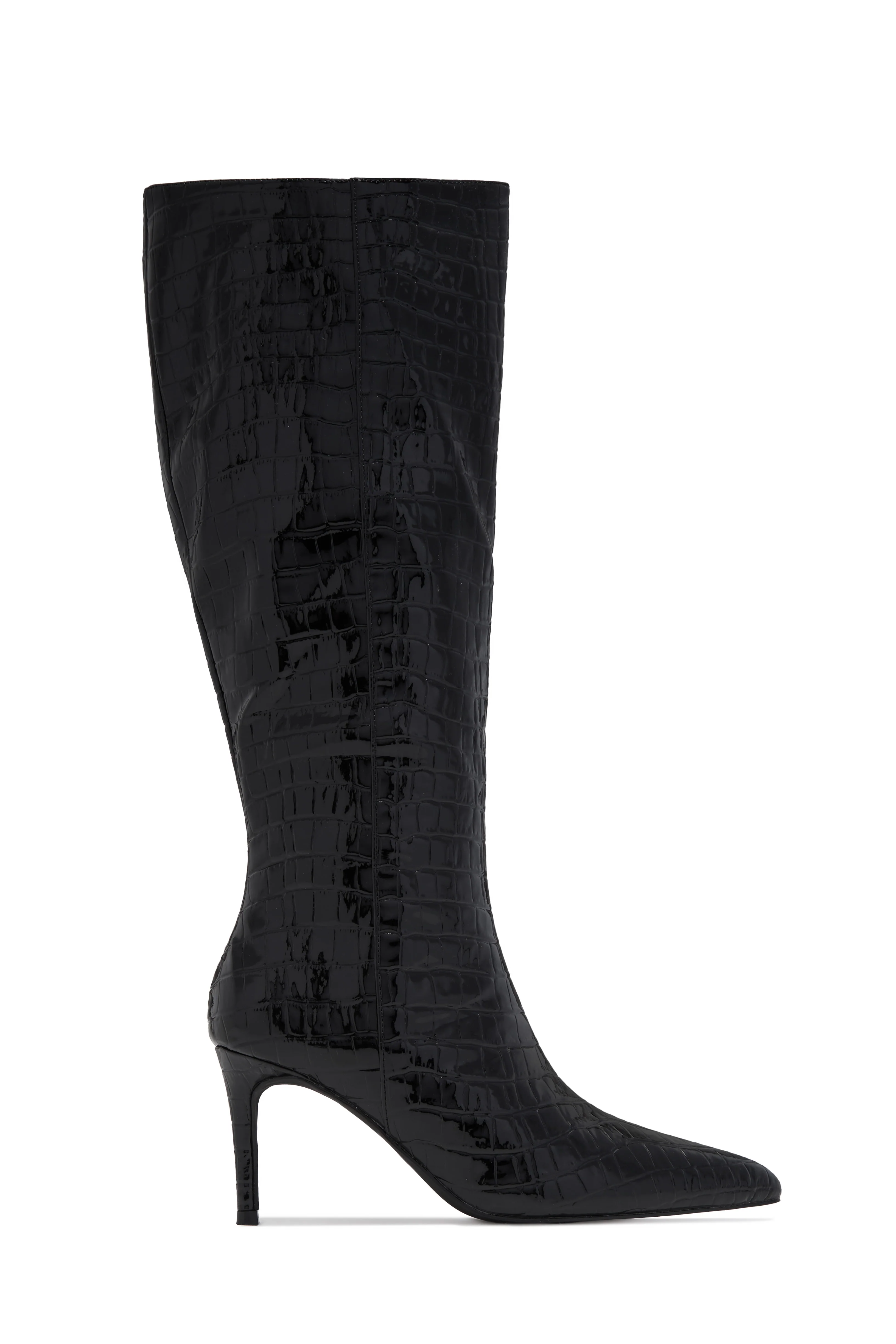 Chrissy Mid Heel Boots - Black - Image 4