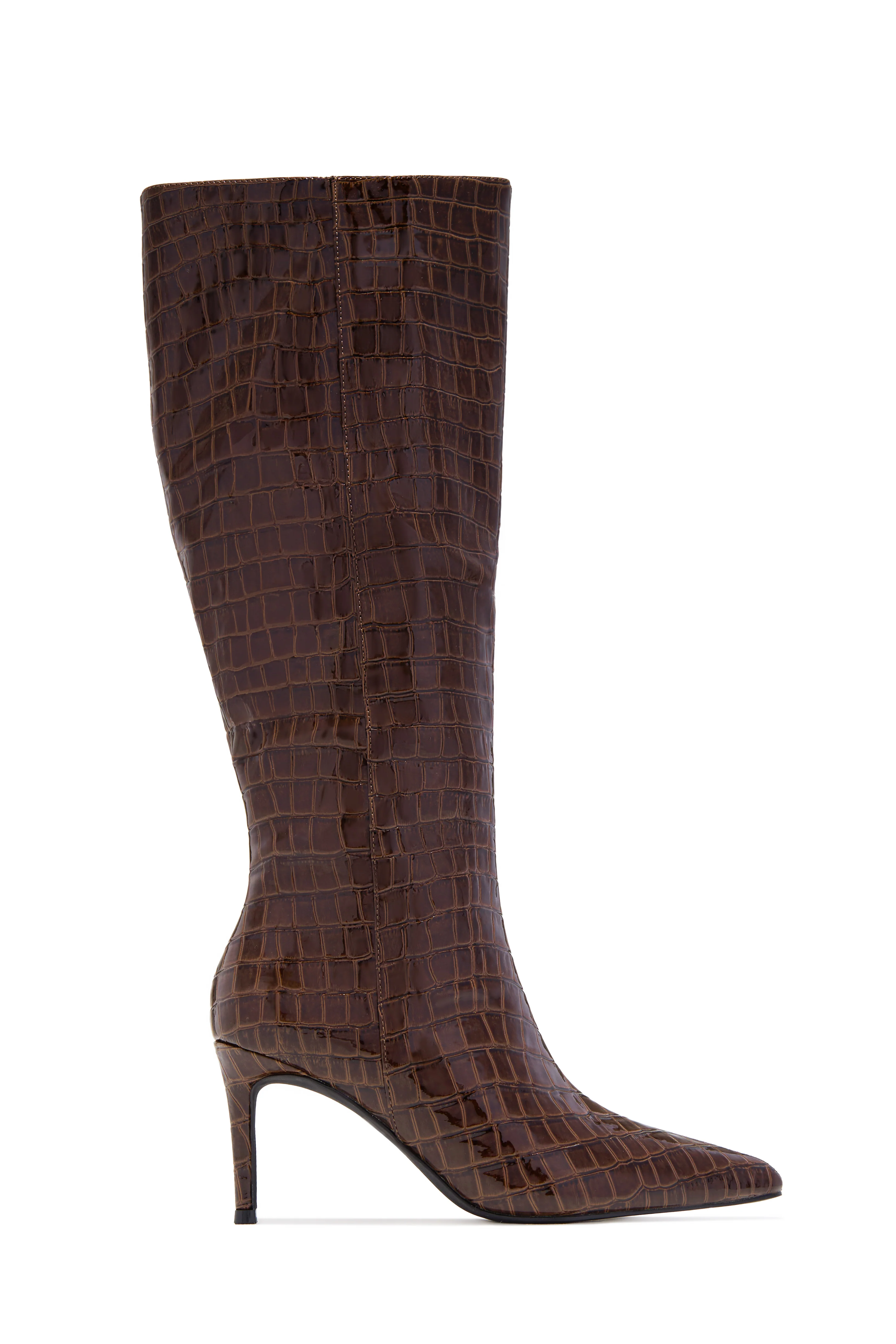 Chrissy Mid Heel Boots - Brown - Image 6