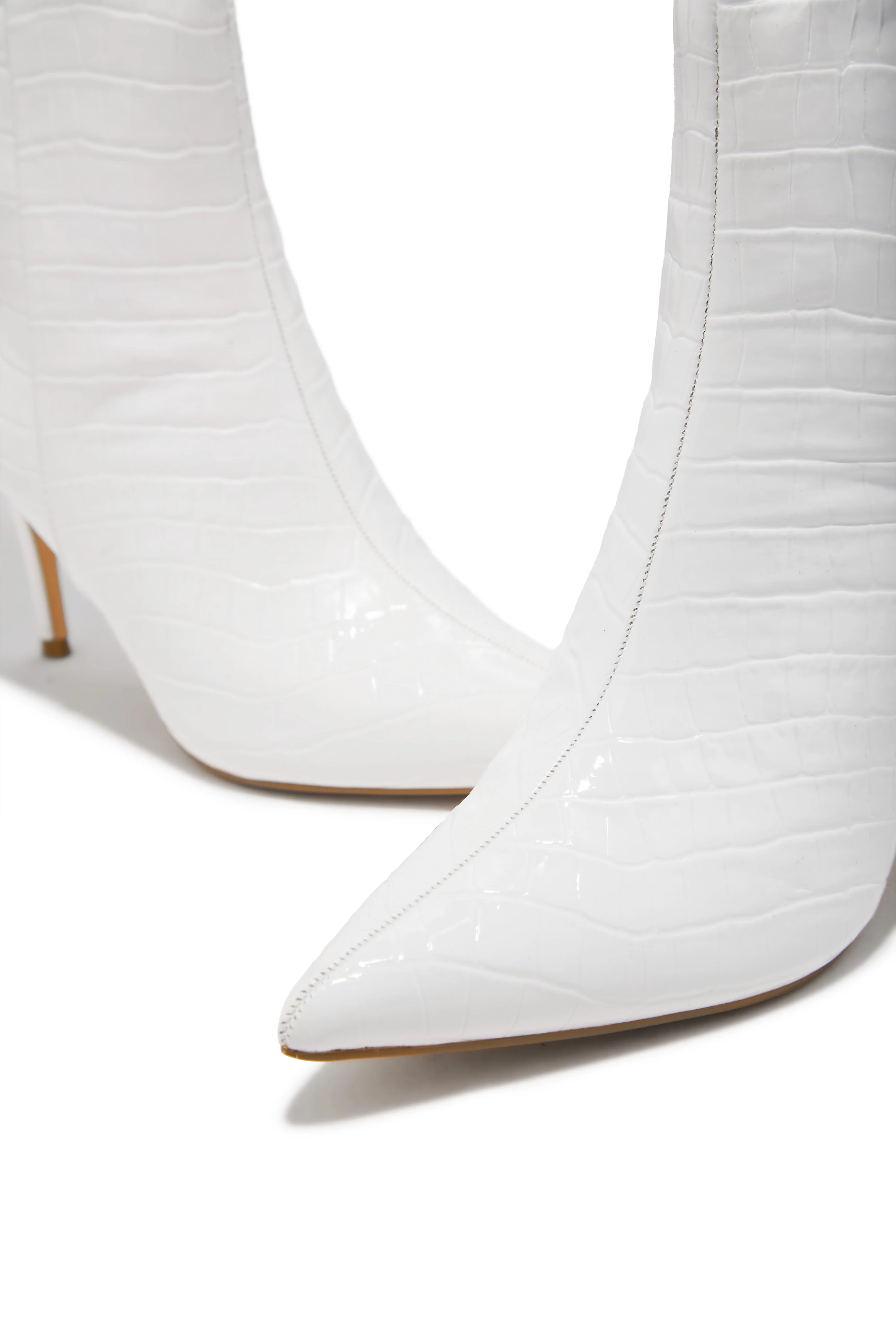Chrissy Mid Heel Boots - White - Image 2