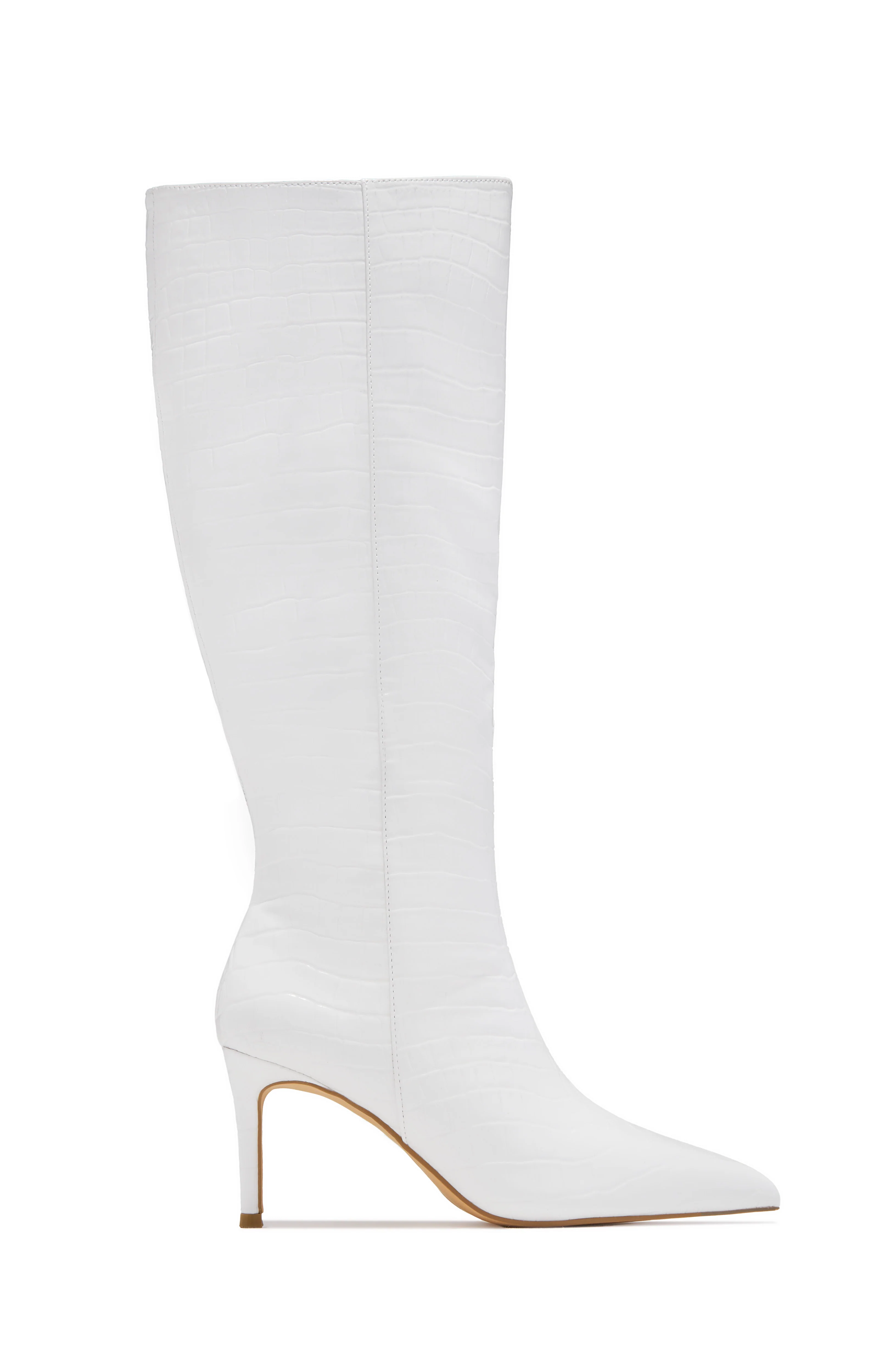 Chrissy Mid Heel Boots - White - Image 3