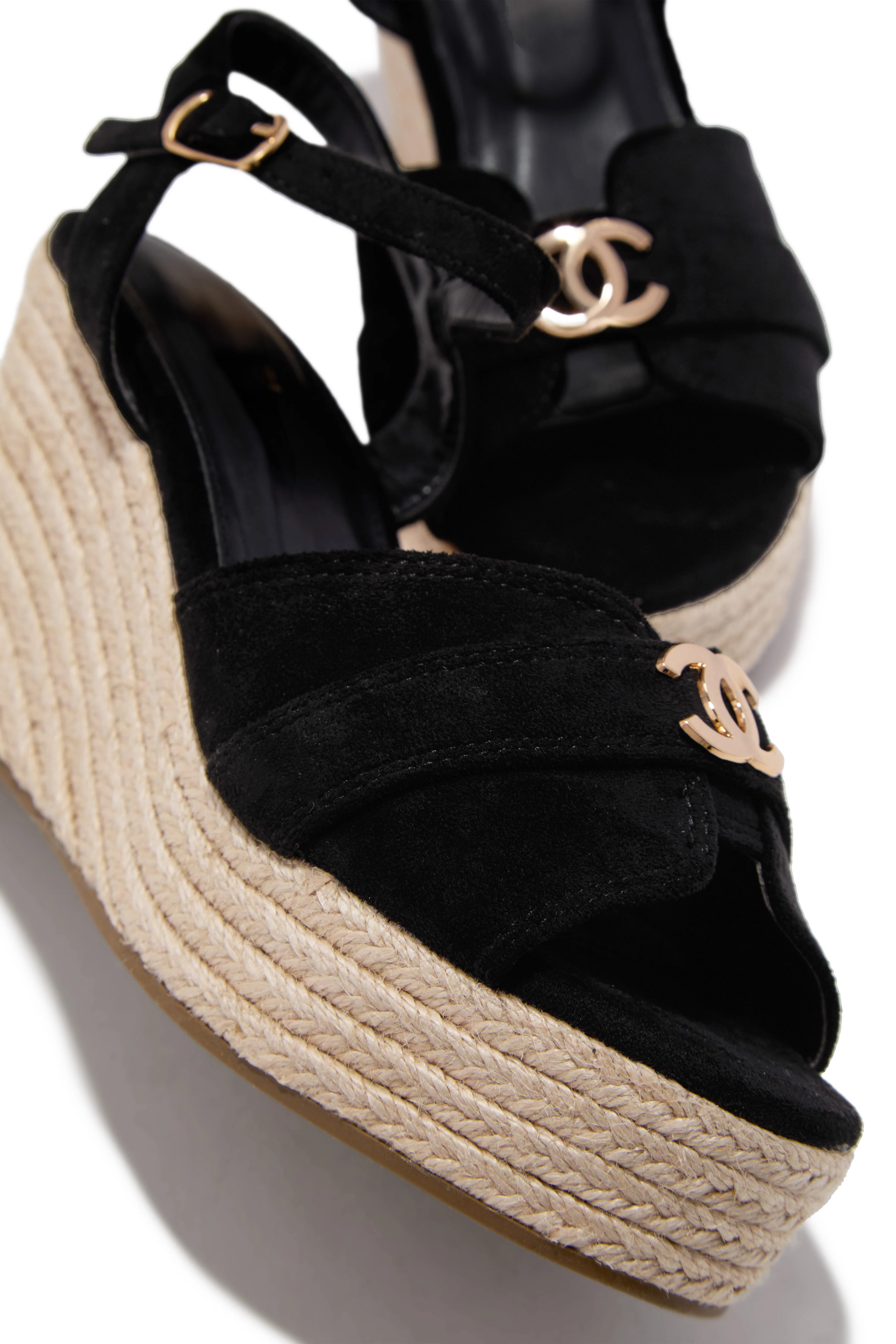 Ciana Platform Espadrille Wedge Heels - Black - Image 2