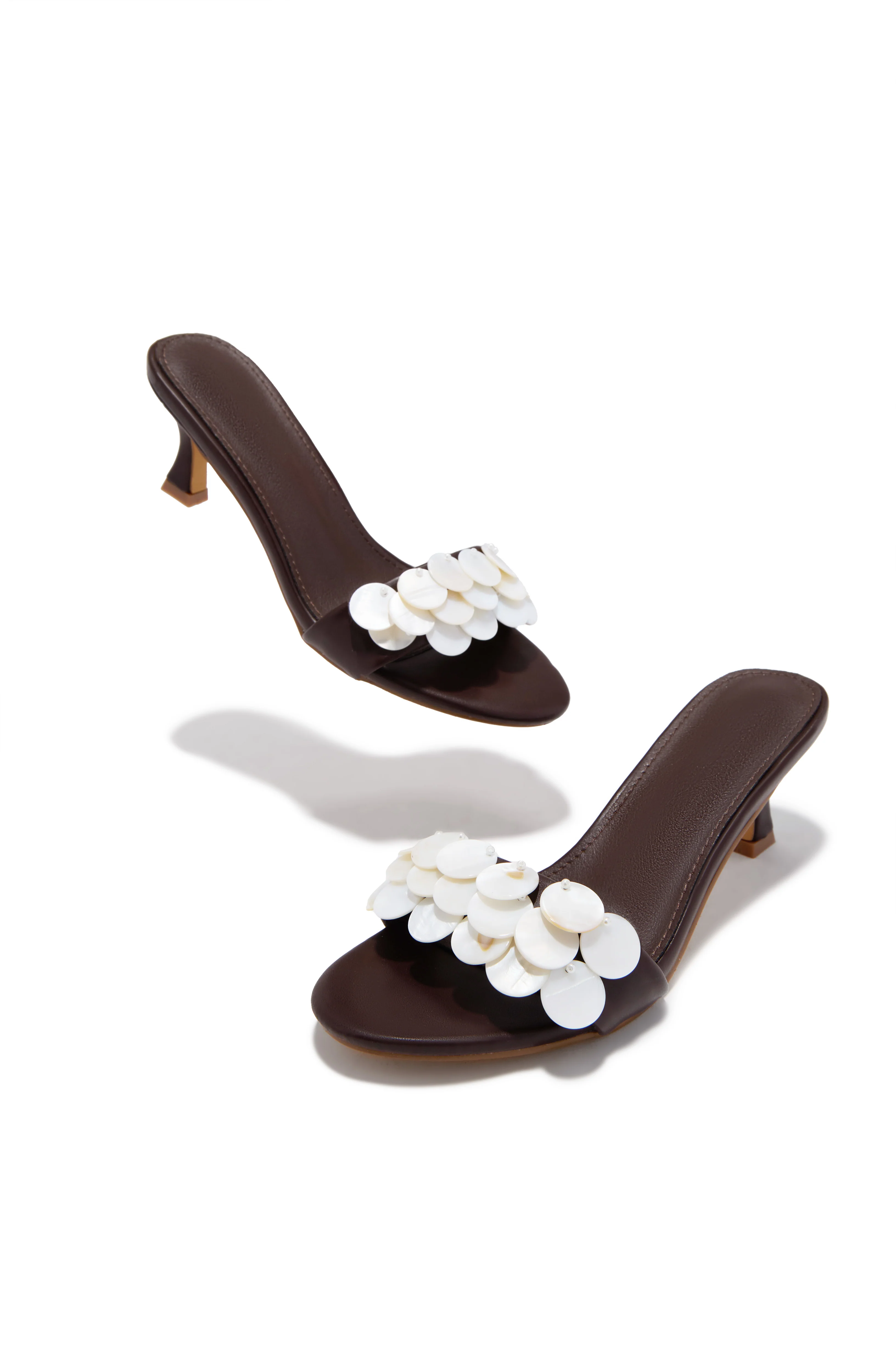 Clara Kitten Heel Mules - Brown - Image 4