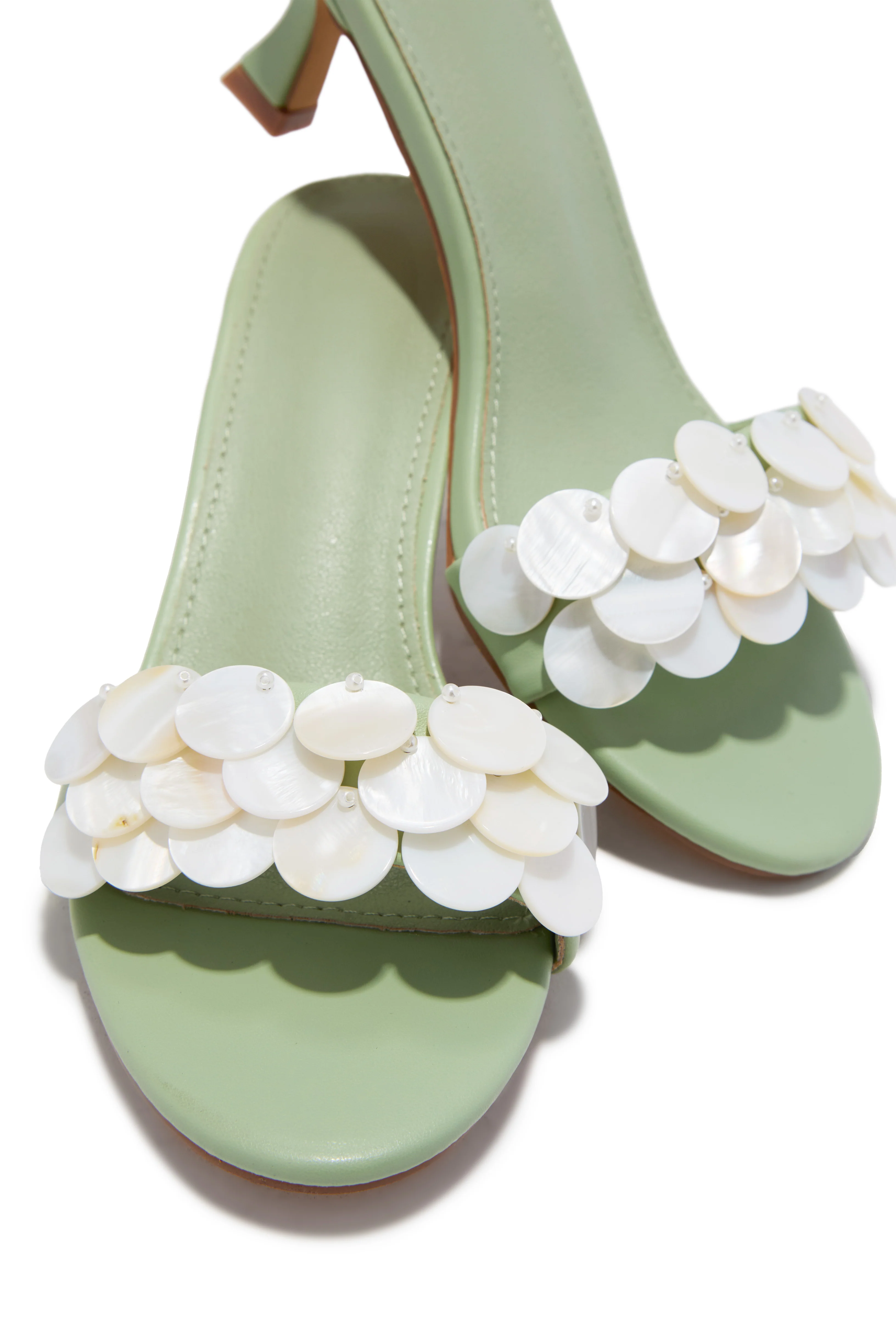 Clara Kitten Heel Mules - Sage - Image 2