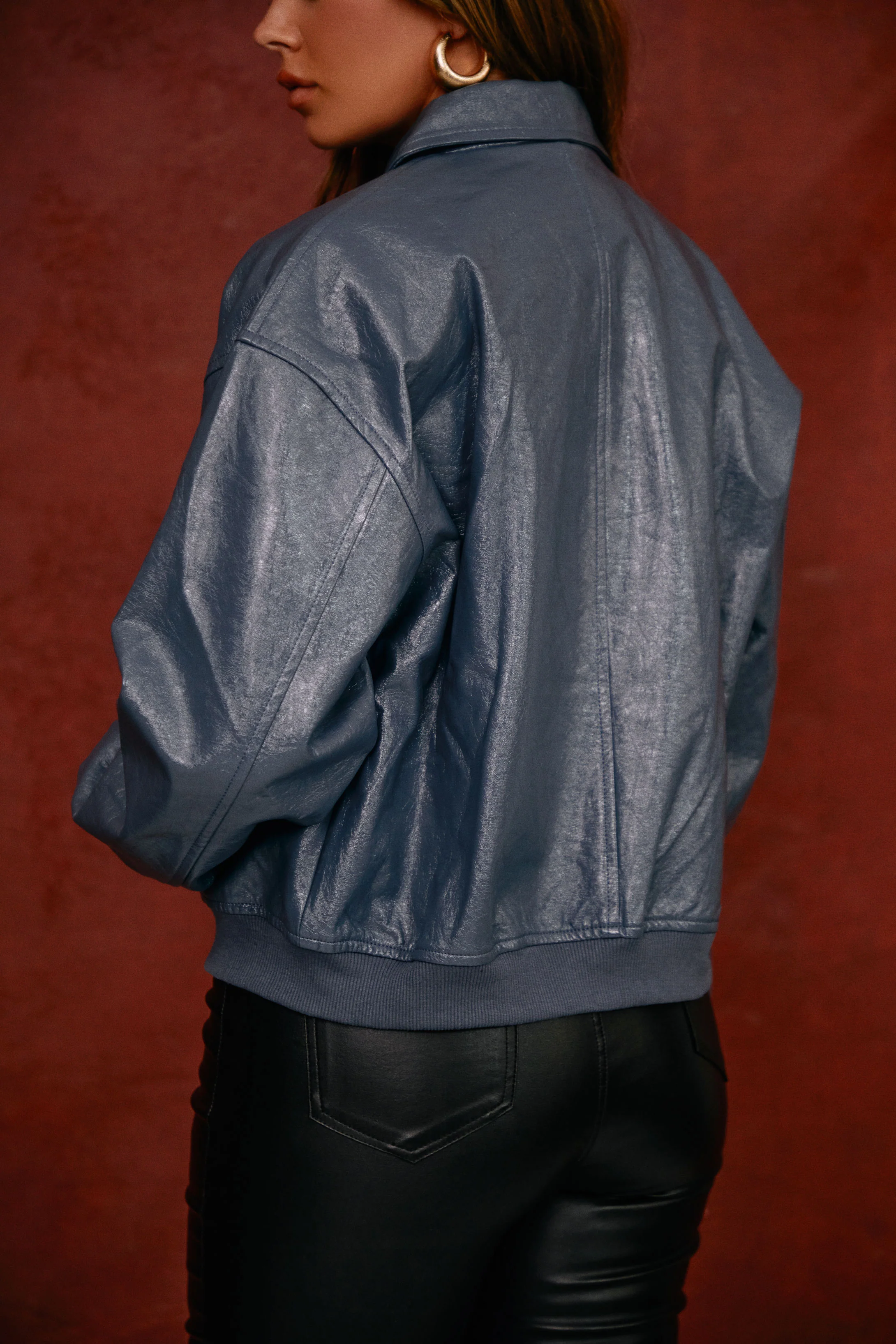 Cleo PU Jacket - Blue - Image 4