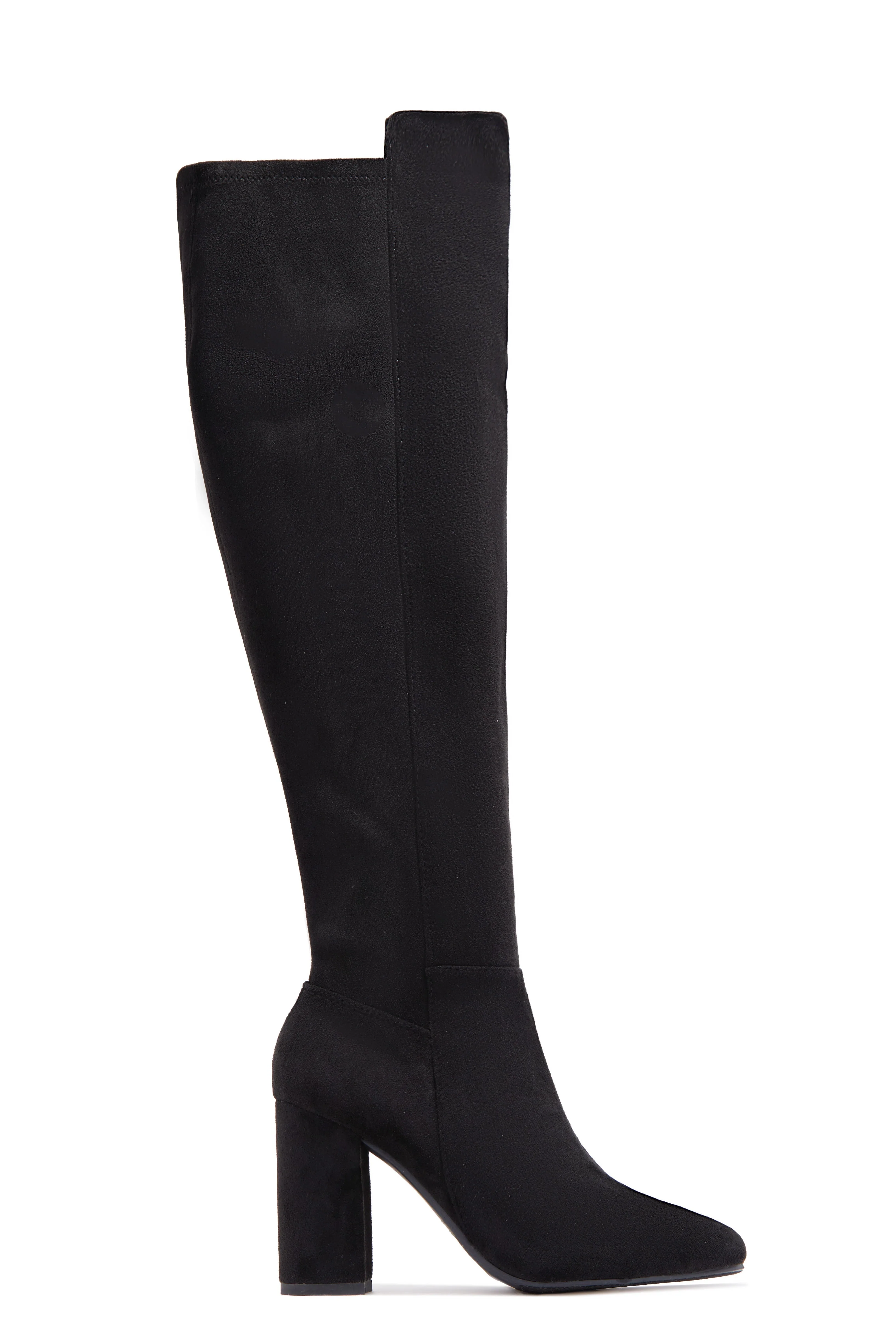 Colette Block Heel Boots - Black Suede - Image 4