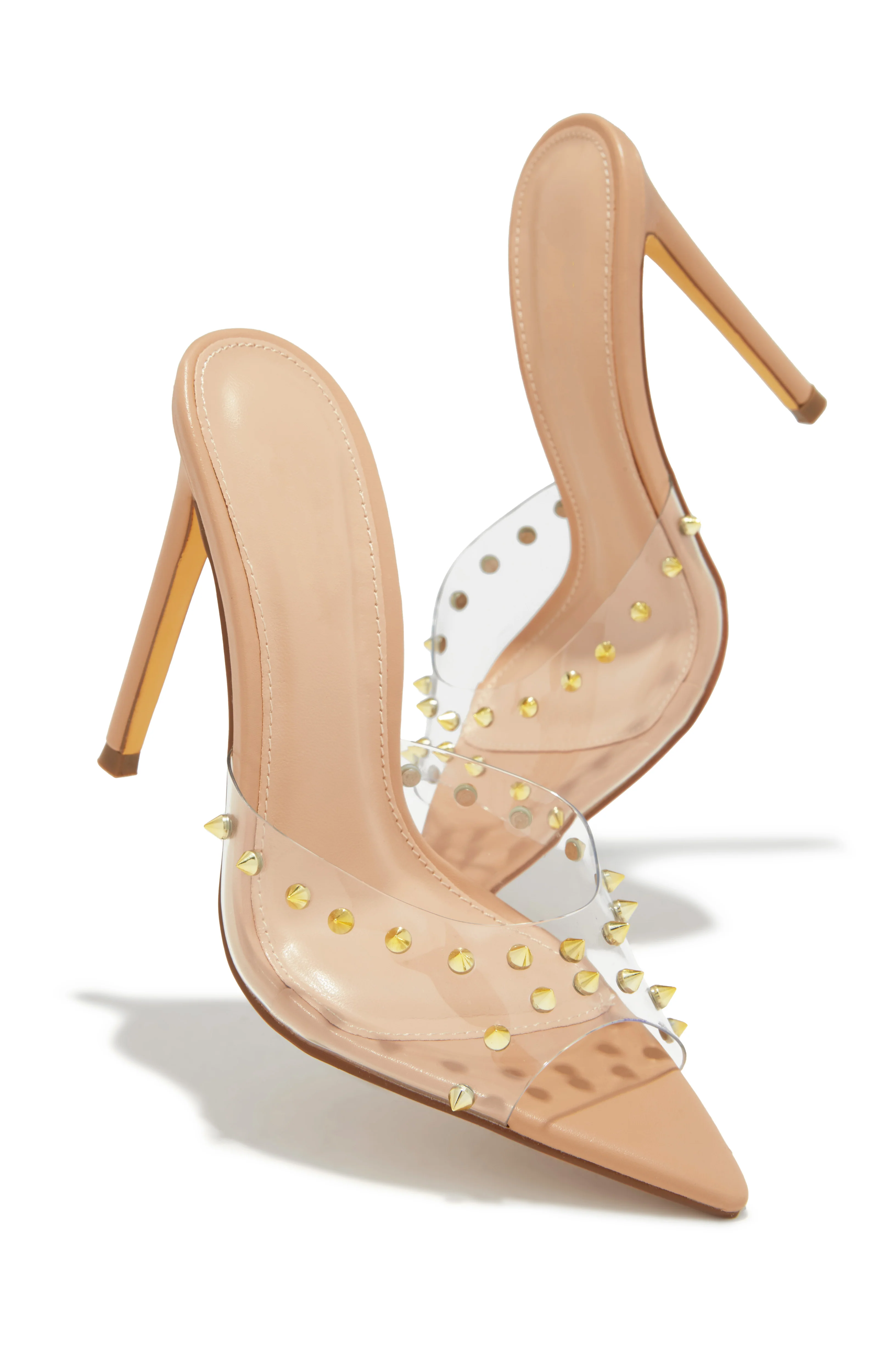 Collette Studded High Heel Mules - Clear - Image 2