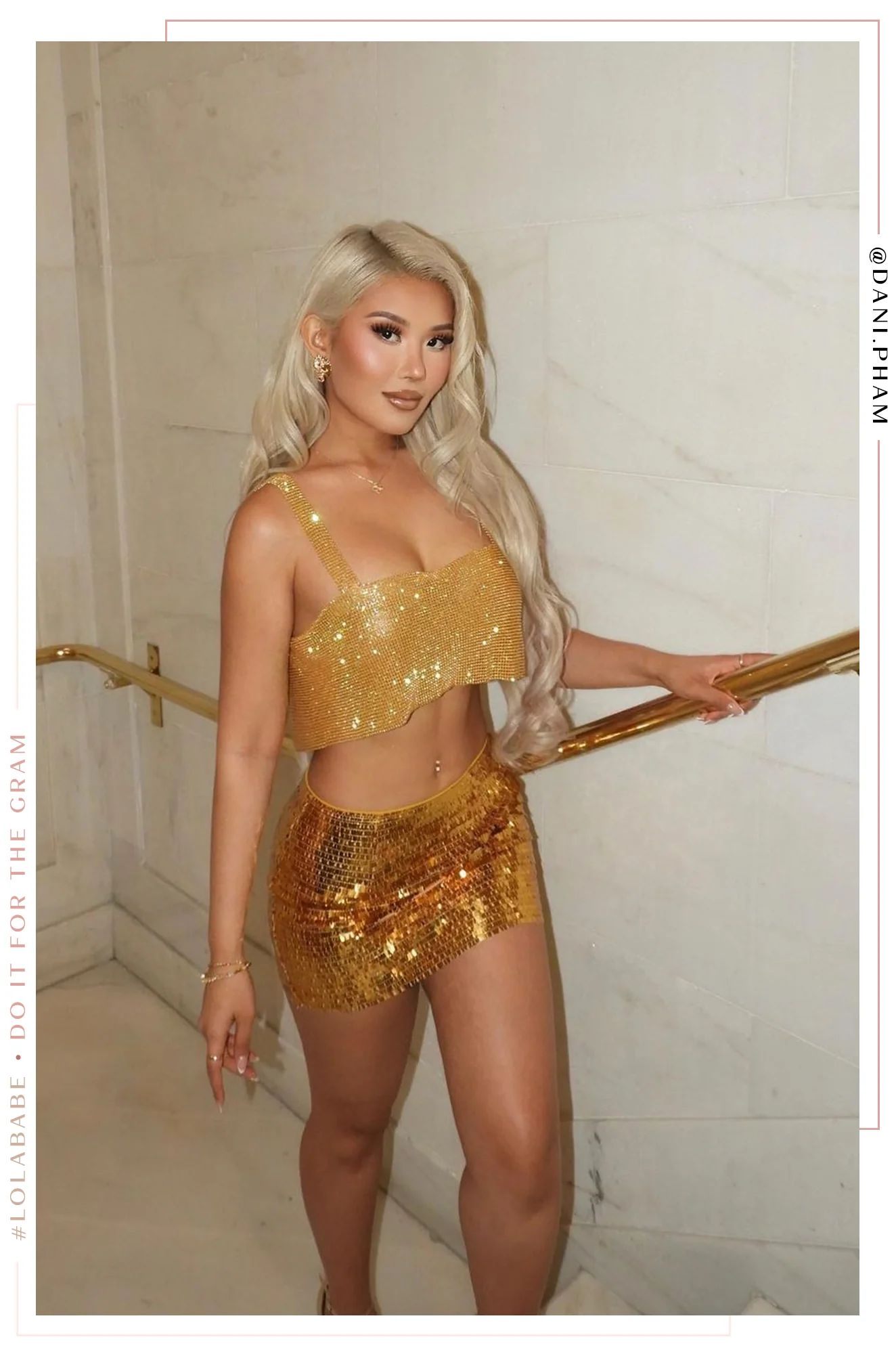 Cora High Waist Mini Skirt - Gold - Image 6