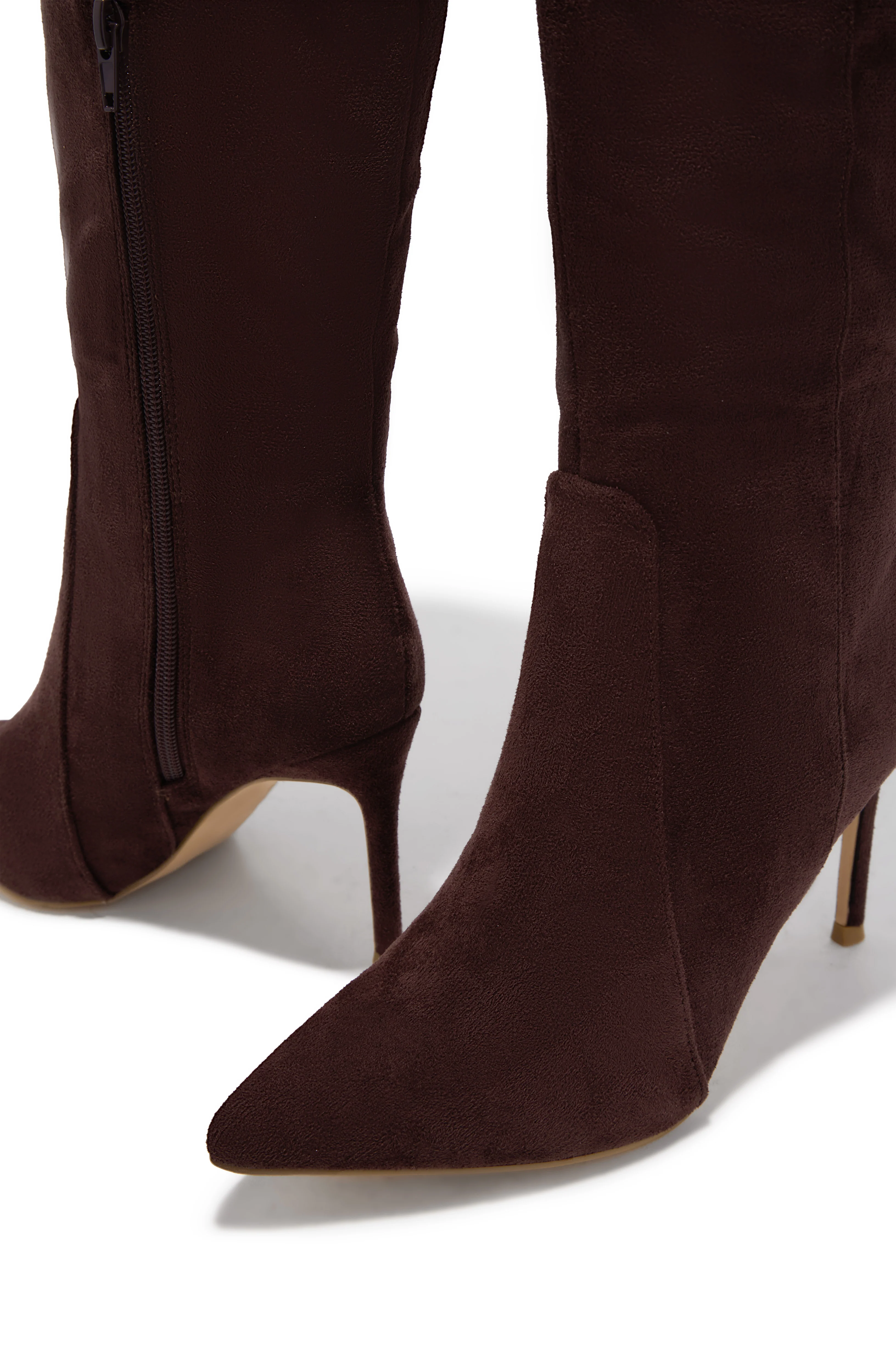 Daniella Below The Knee Heel Boots - Brown - Image 2