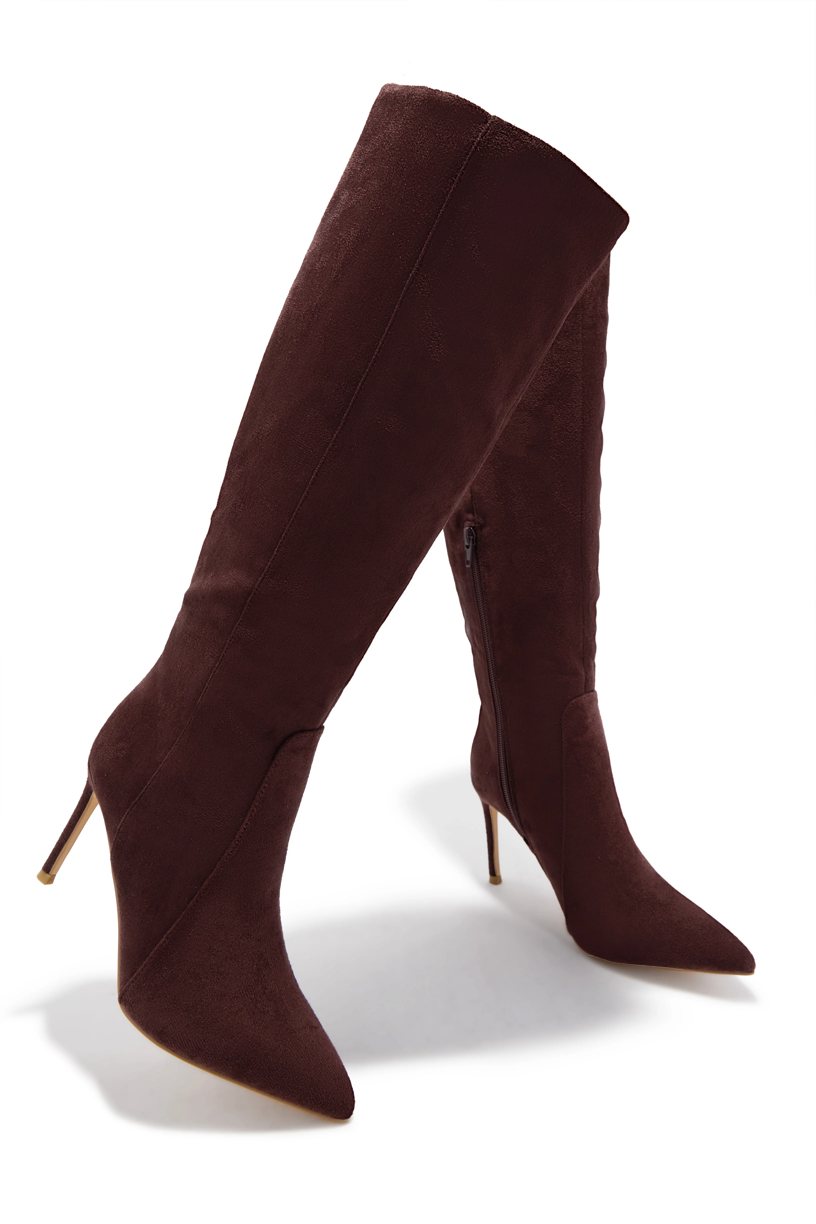 Daniella Below The Knee Heel Boots - Brown - Image 3