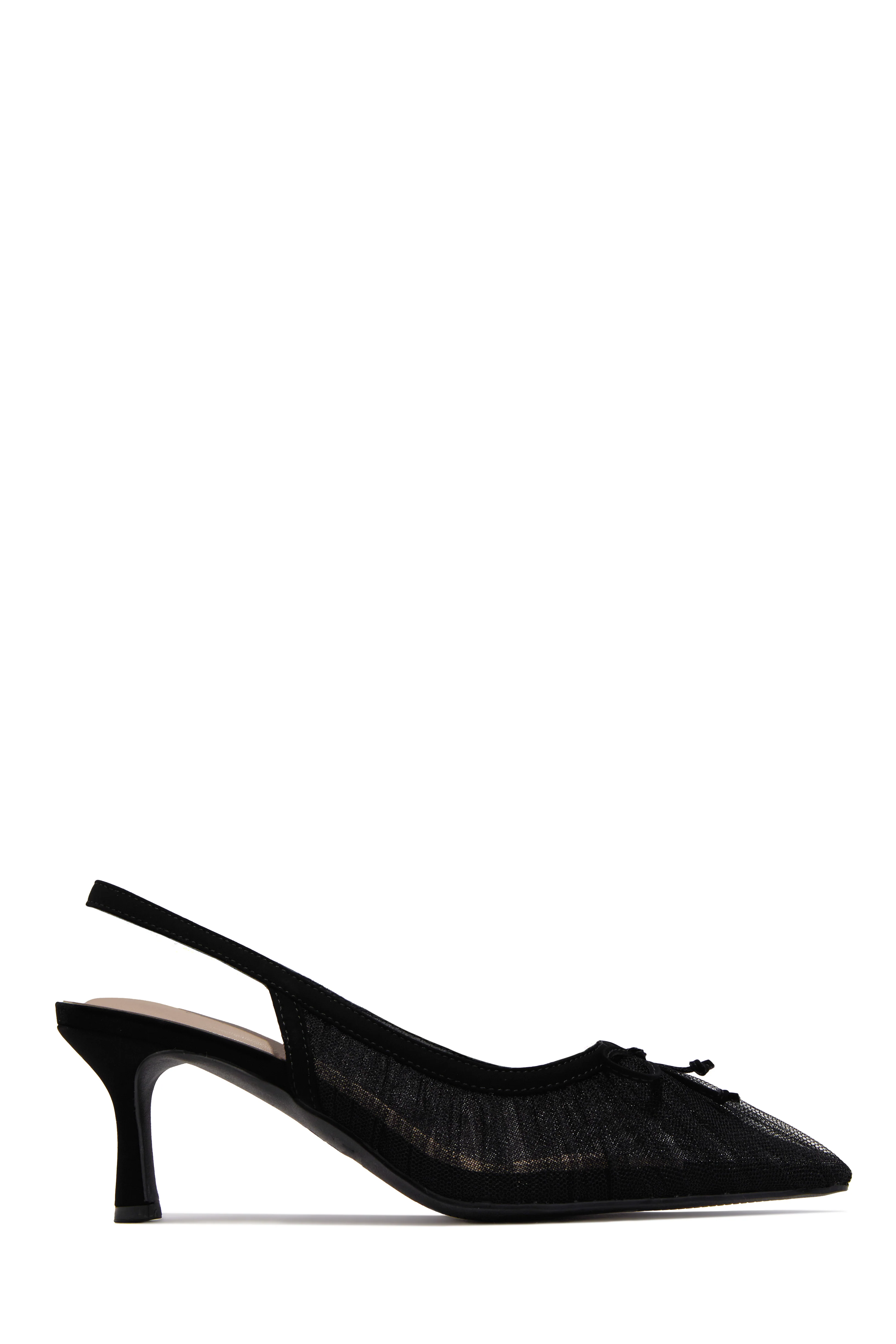 Daphne Slingback Mid Heel Pumps - Black - Image 4