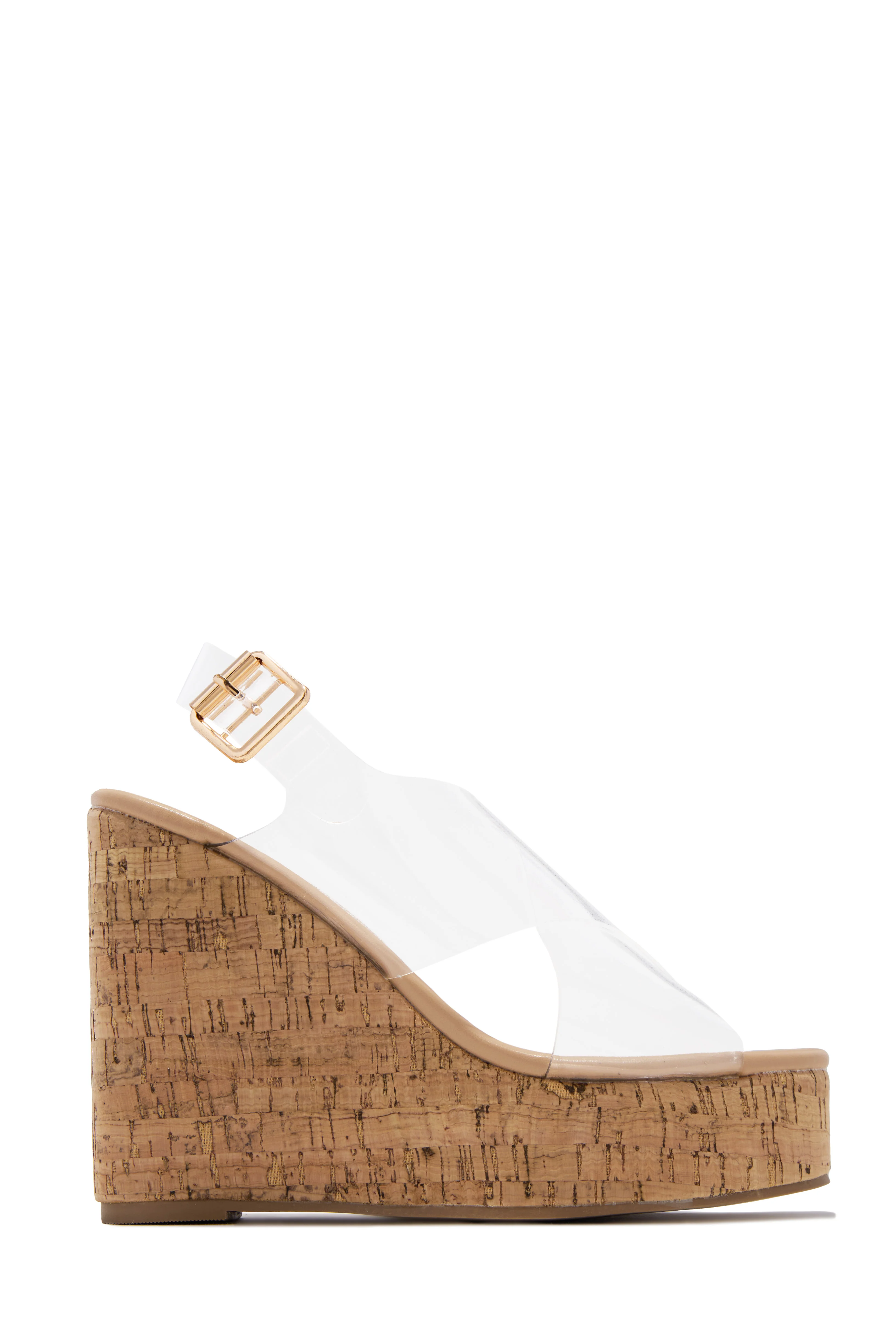 Daphney Cork Platform Wedges - Clear - Image 3