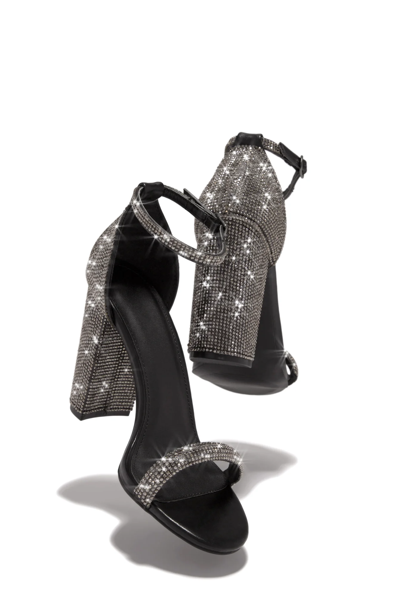 Dayana Embellished Block High Heels - Black - Image 2