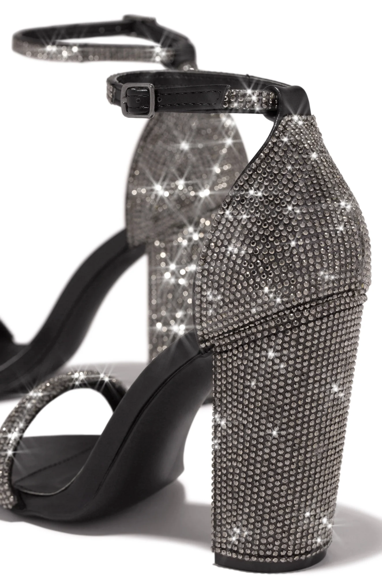 Dayana Embellished Block High Heels - Black - Image 3