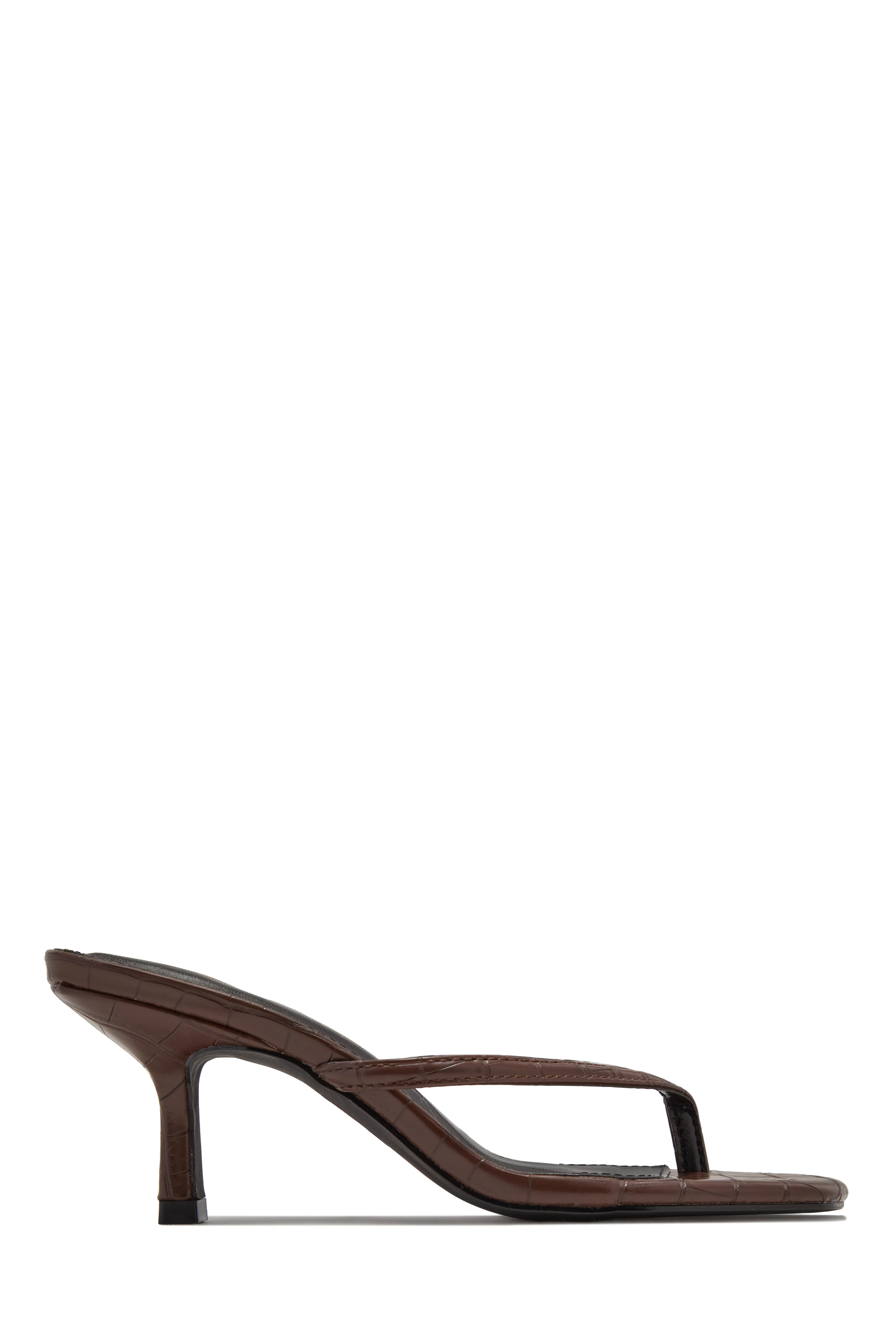 Deidra Mid Heel Mules - Brown - Image 3