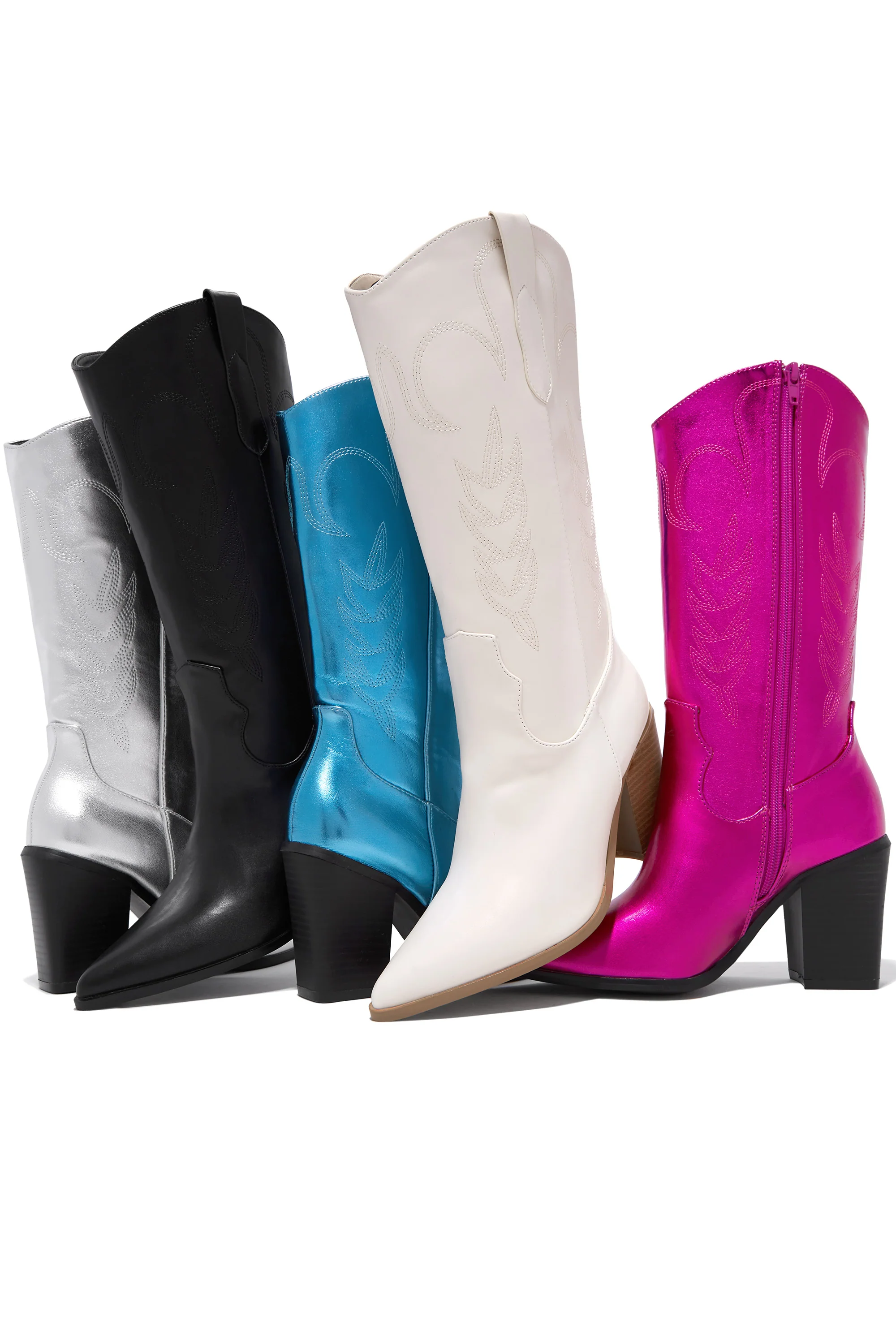 Delaney Block Heel Cowgirl Boots - Blue - Image 12