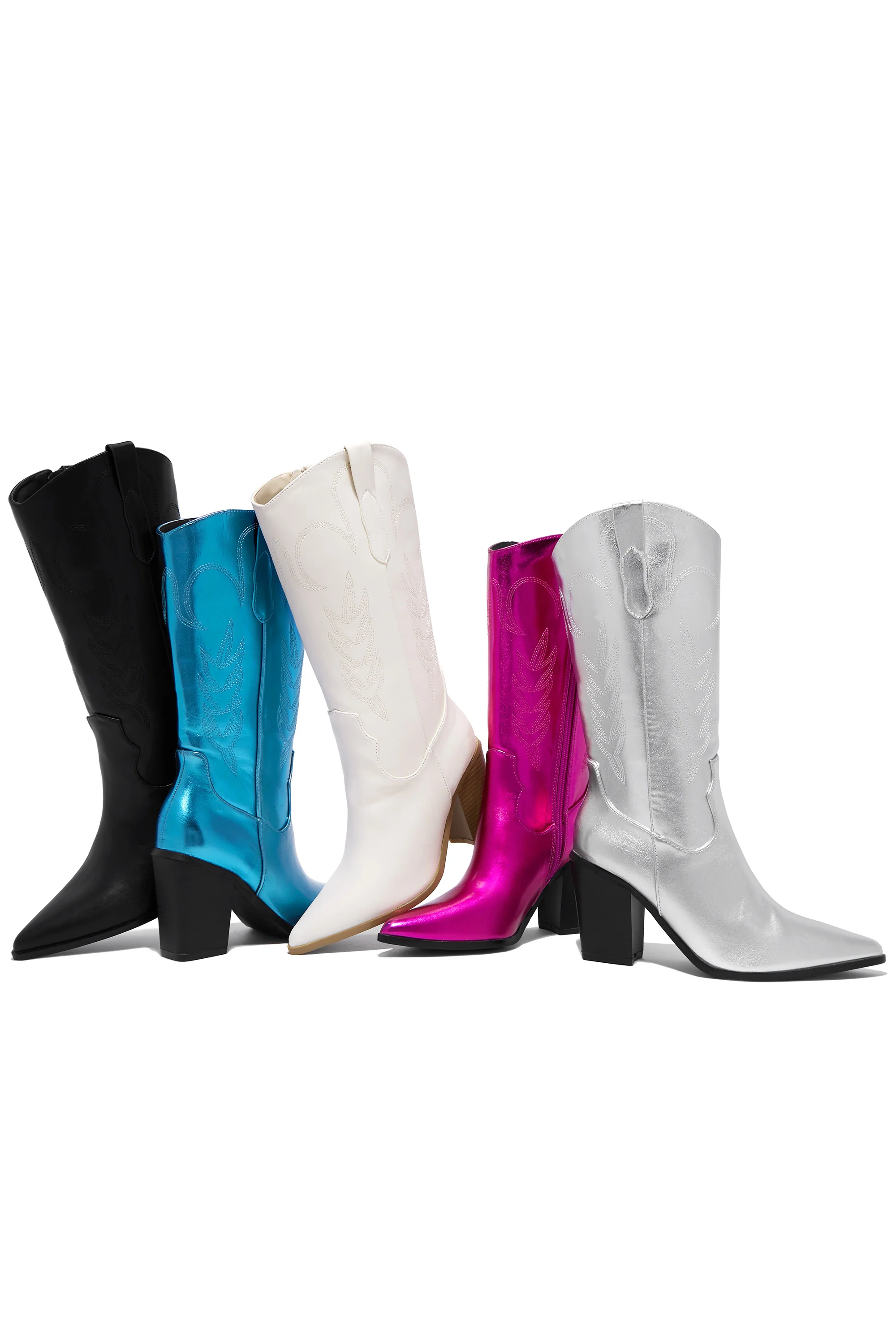 Delaney Block Heel Cowgirl Boots - Blue - Image 8