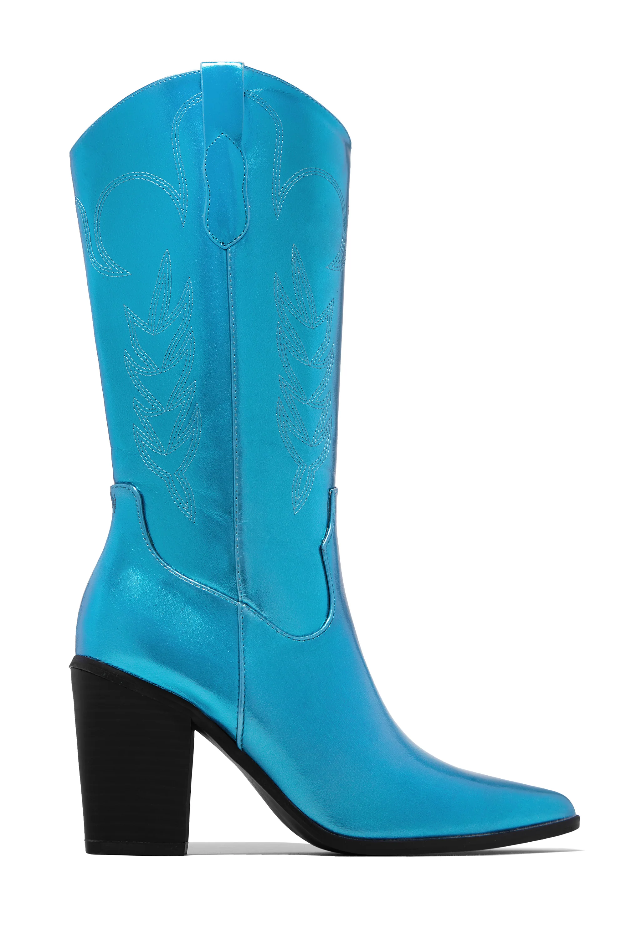 Delaney Block Heel Cowgirl Boots - Blue - Image 9