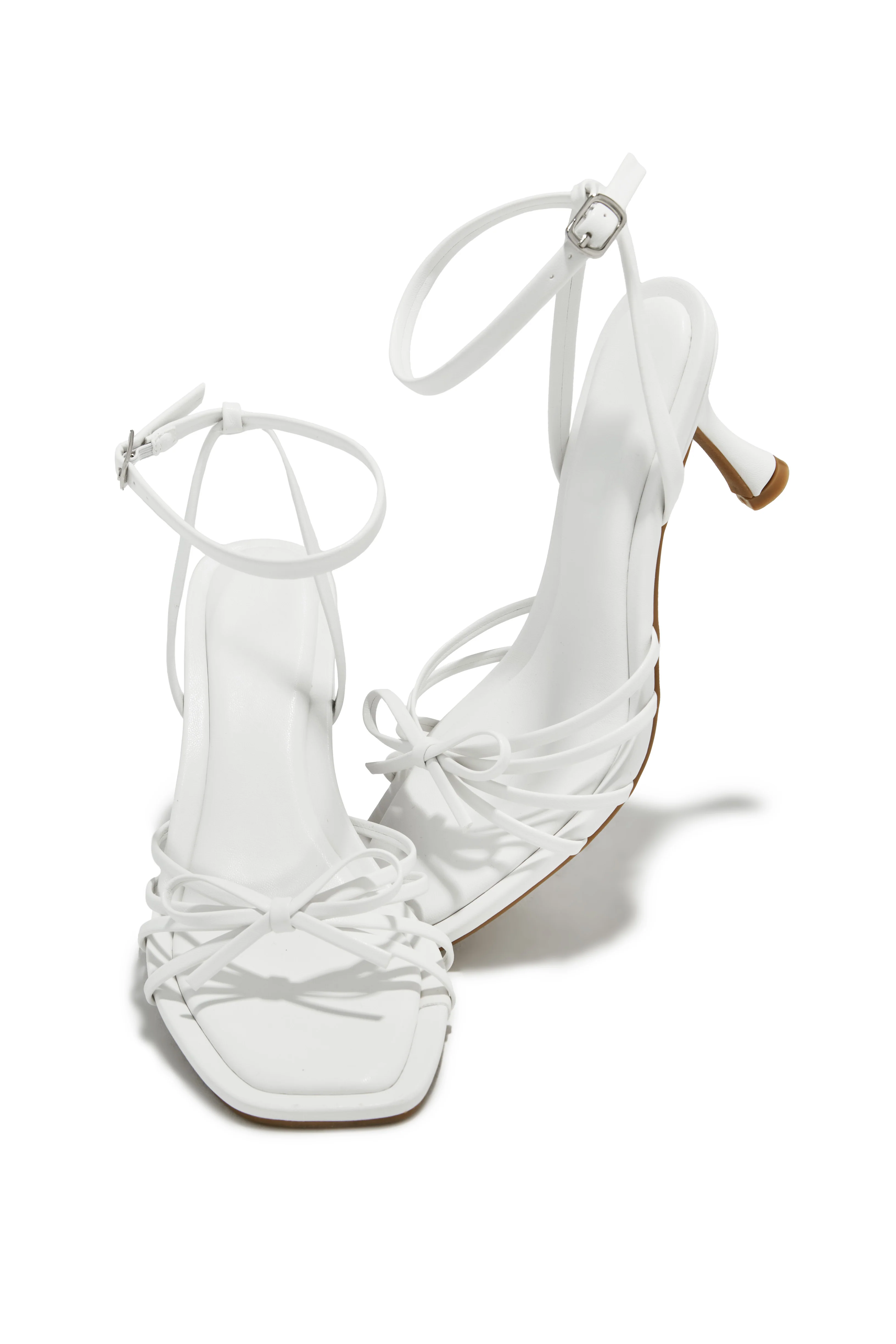 Denaya Ankle Strap Mid Heels - White - Image 3