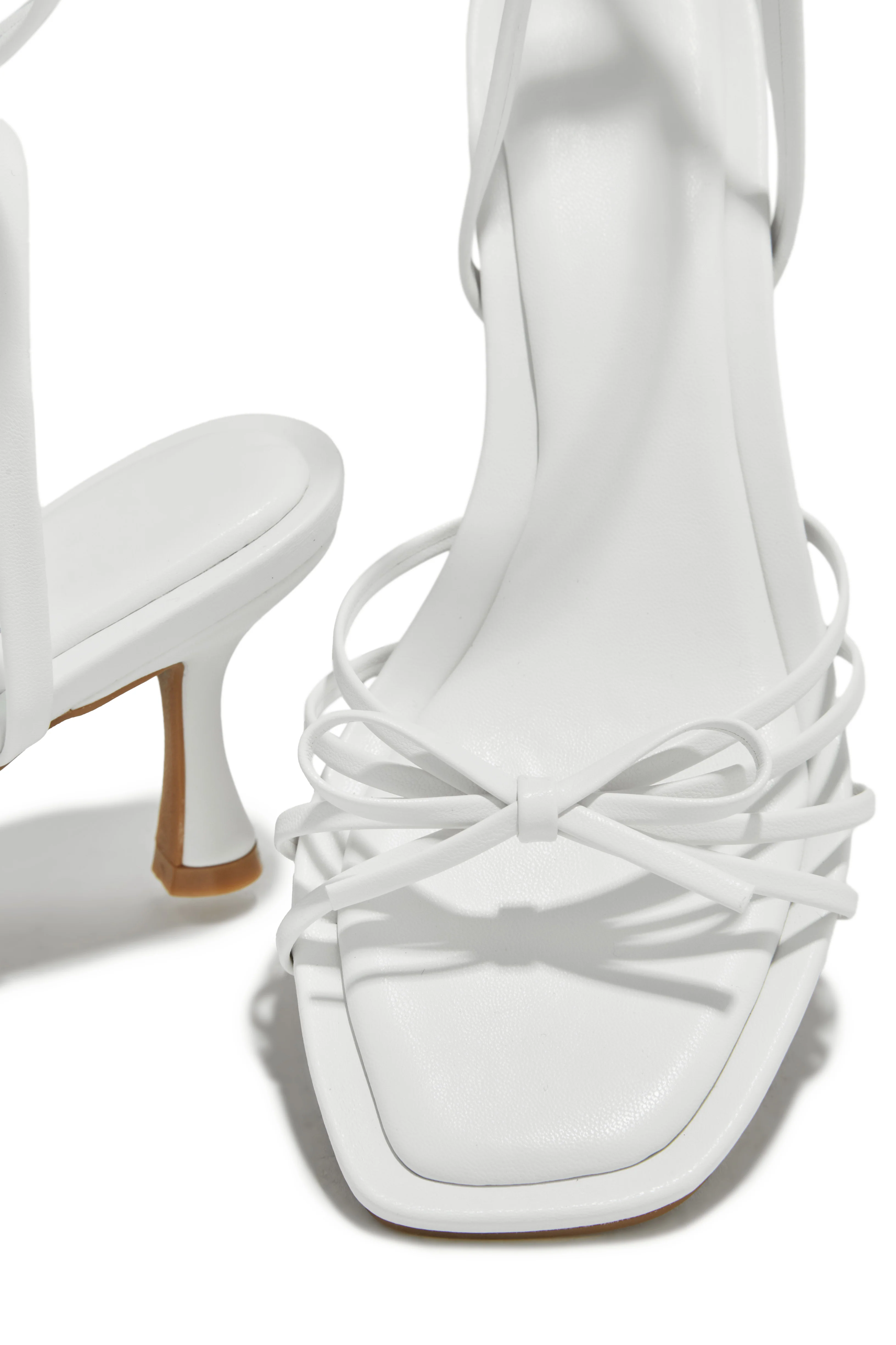 Denaya Ankle Strap Mid Heels - White - Image 6