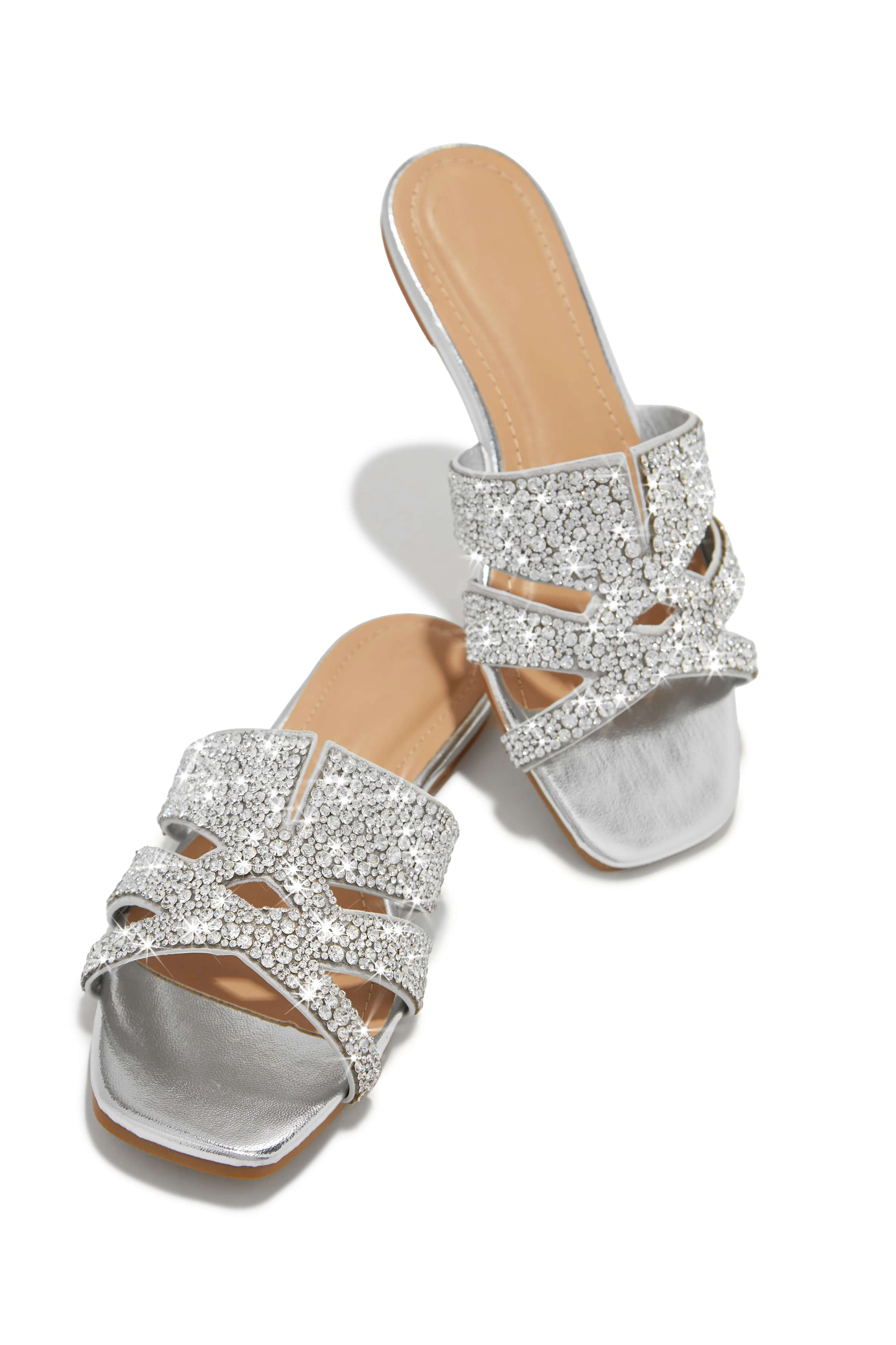 Destination Dreams Embellished Slip On Sandals - Silver - Image 4