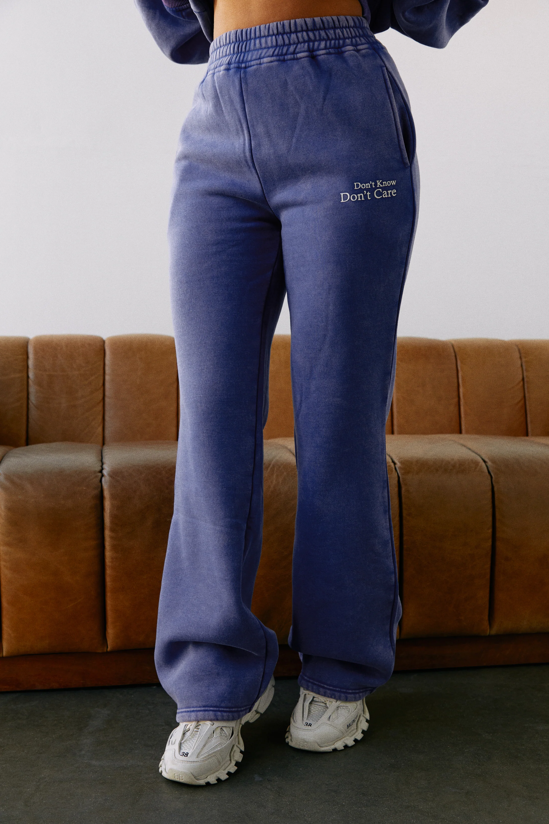 Don't Know Don't Care High Waist Wide Leg Sweat Pant - Blue - Image 6