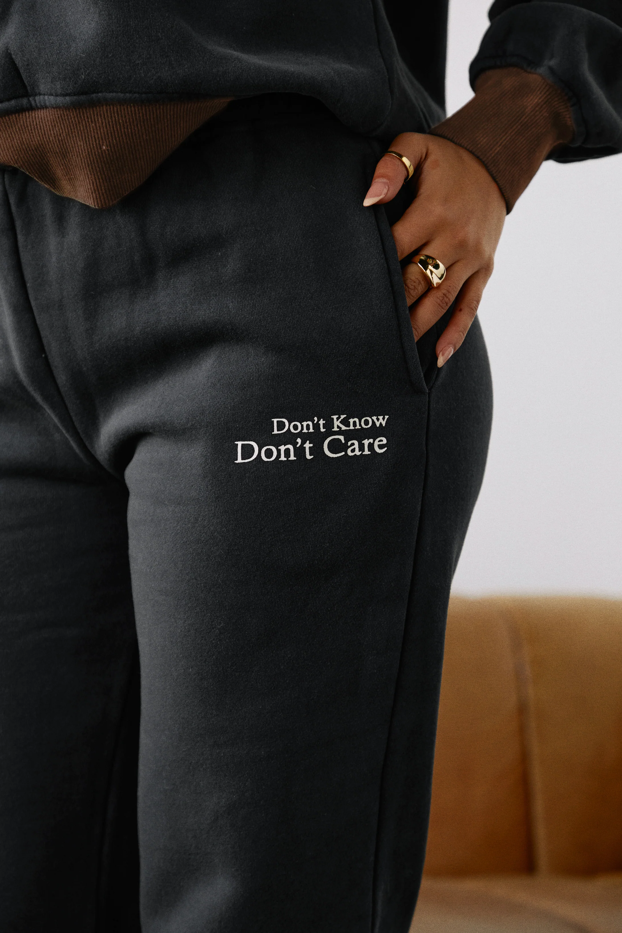 Don't Know Don't Care High Waist Wide Leg Sweat Pant - Blue - Image 8