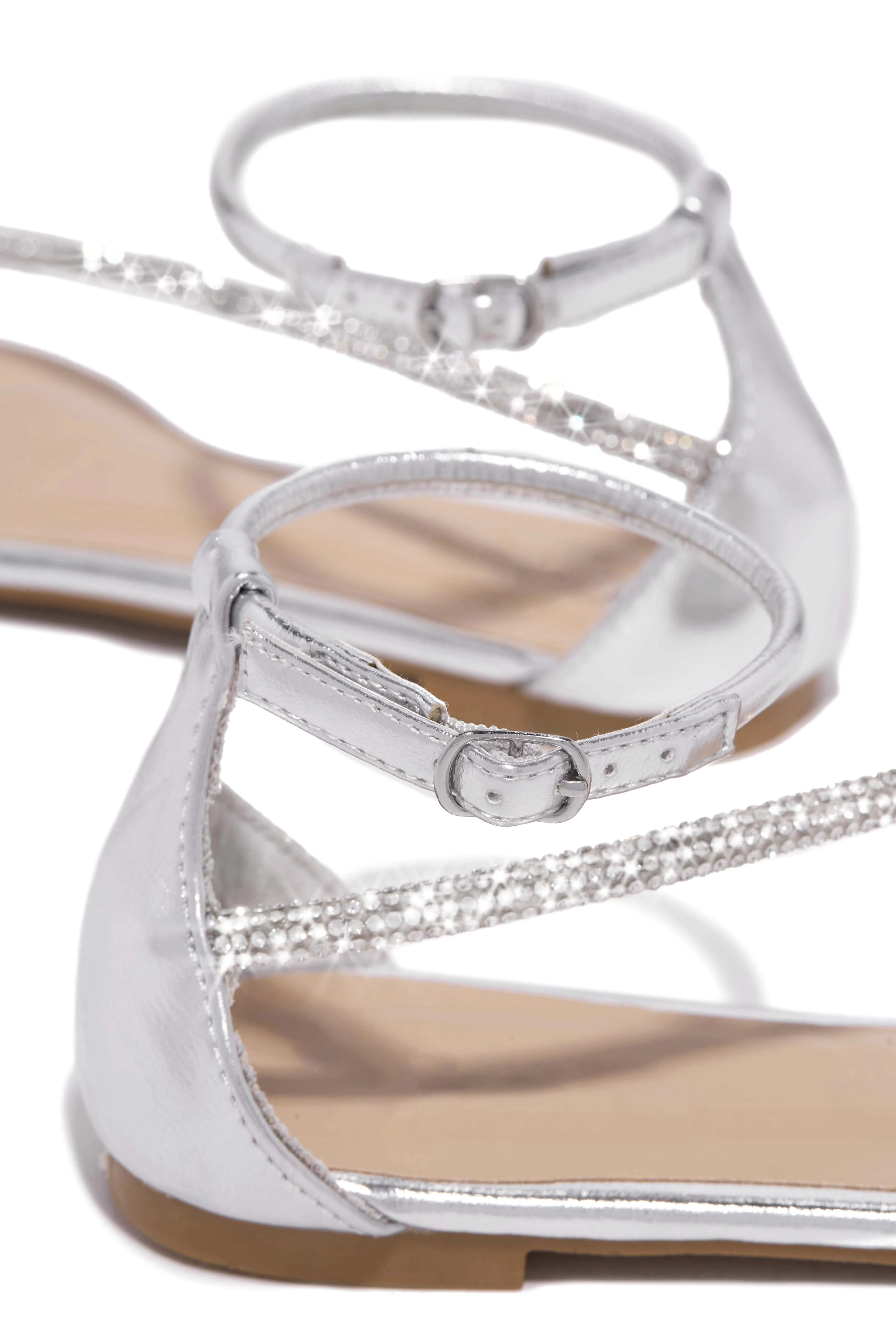 Dream Vacation Embellished Ankle Strap Sandals - Silver - Image 3