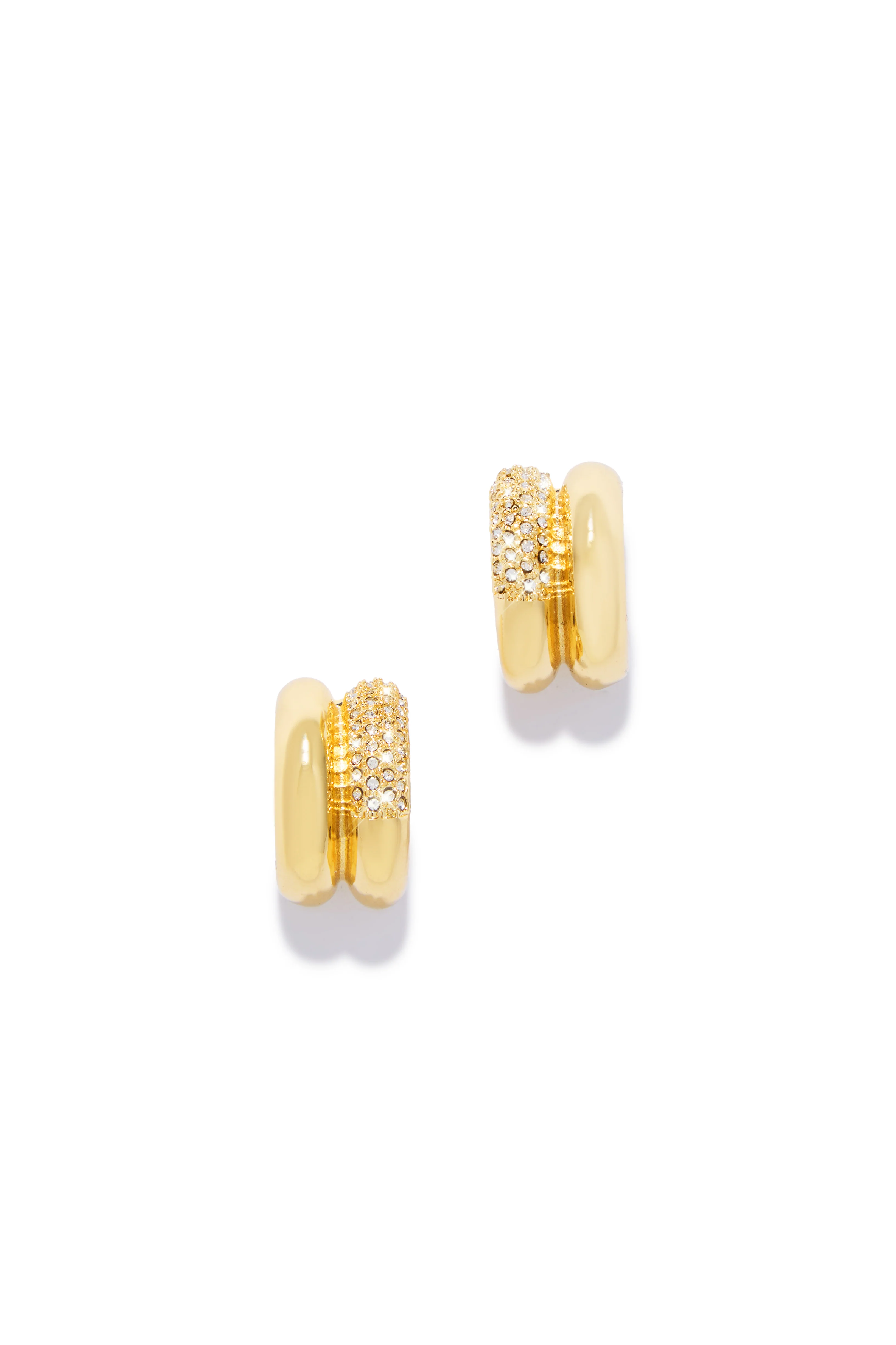 Edeline Gold Dipped Embellished Hoop Earring - Gold - Image 3