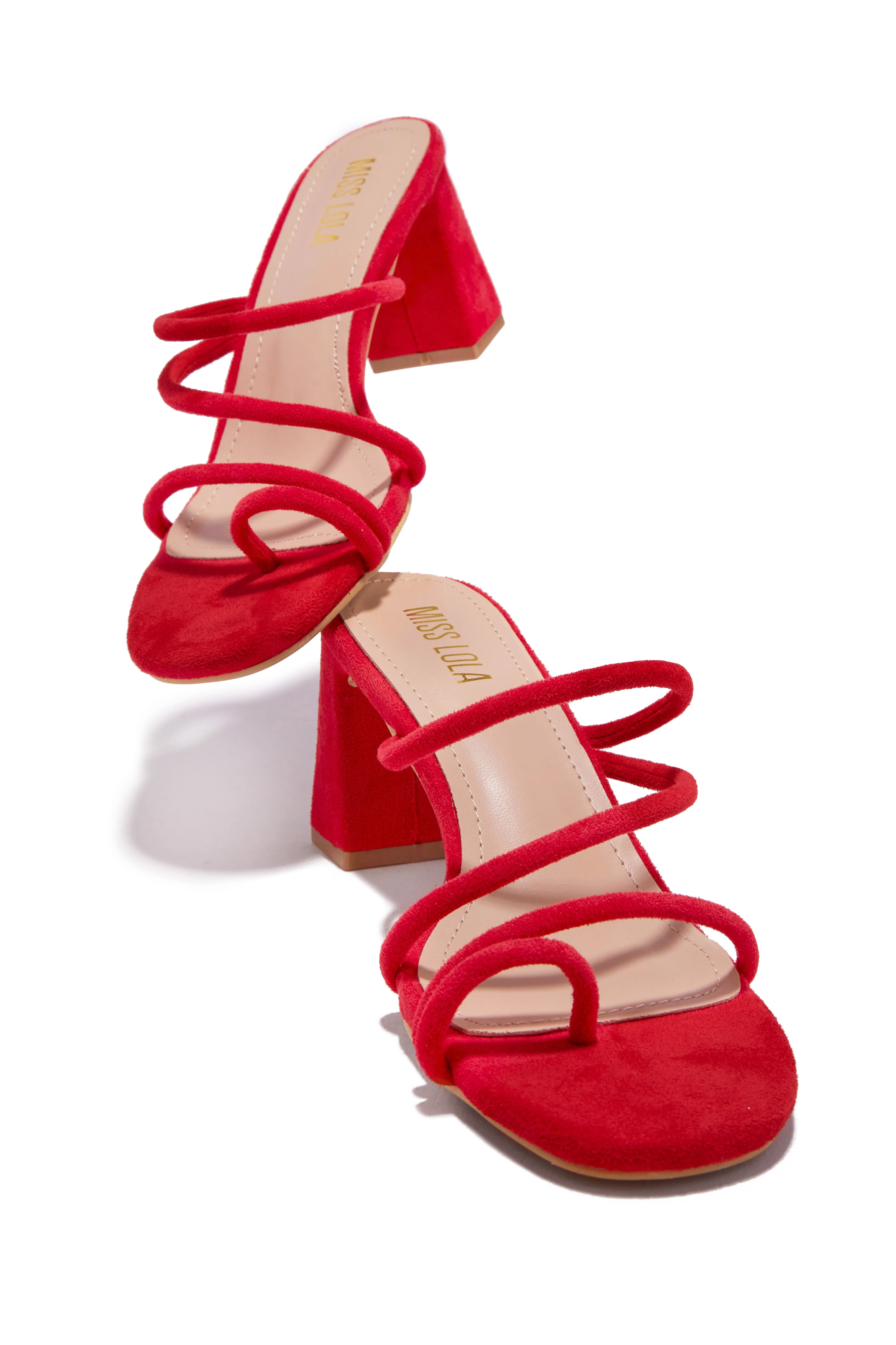 Elci Block Mid Heel Mules - Red - Image 3