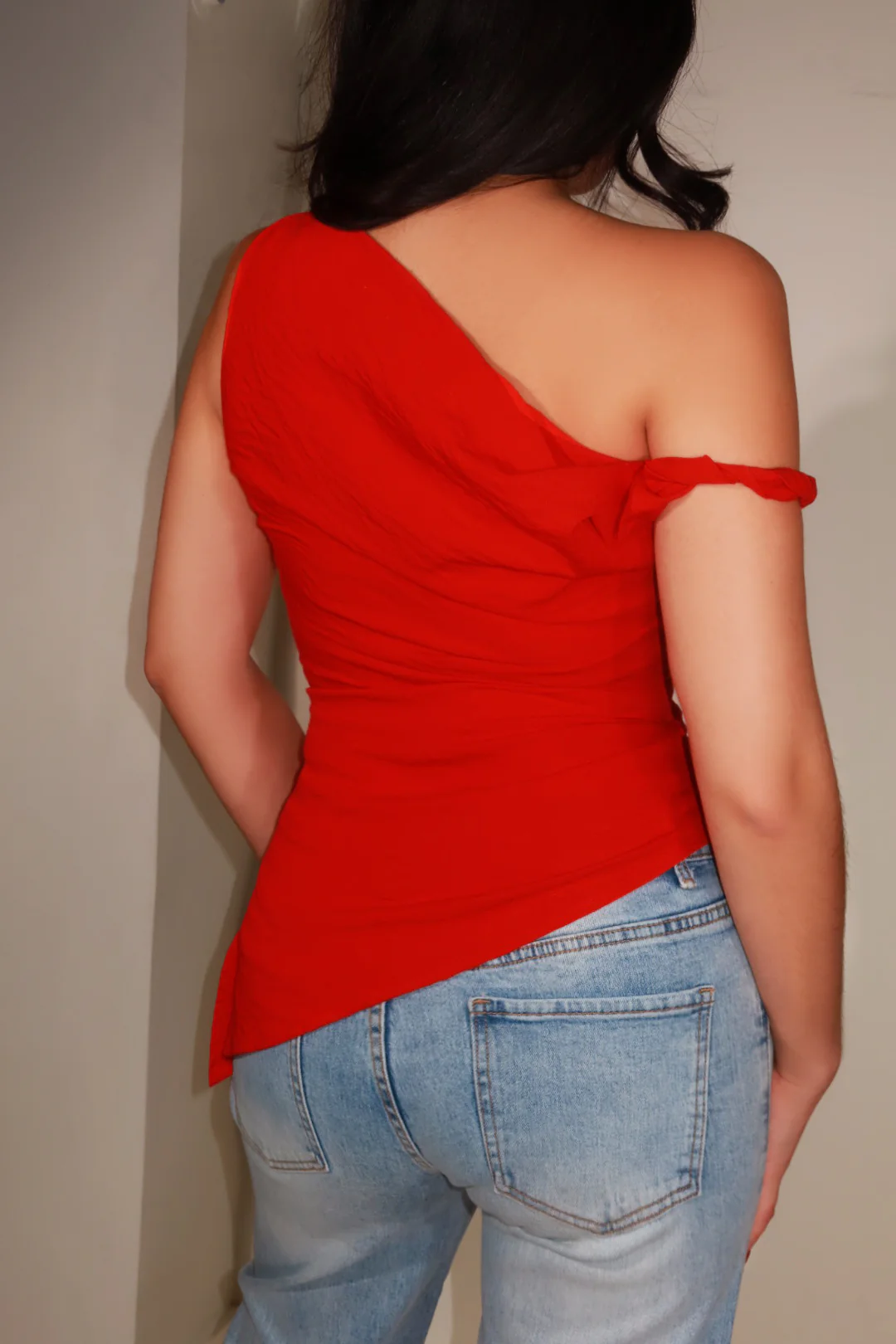 Eleina Asymmetric Top - Red - Image 2