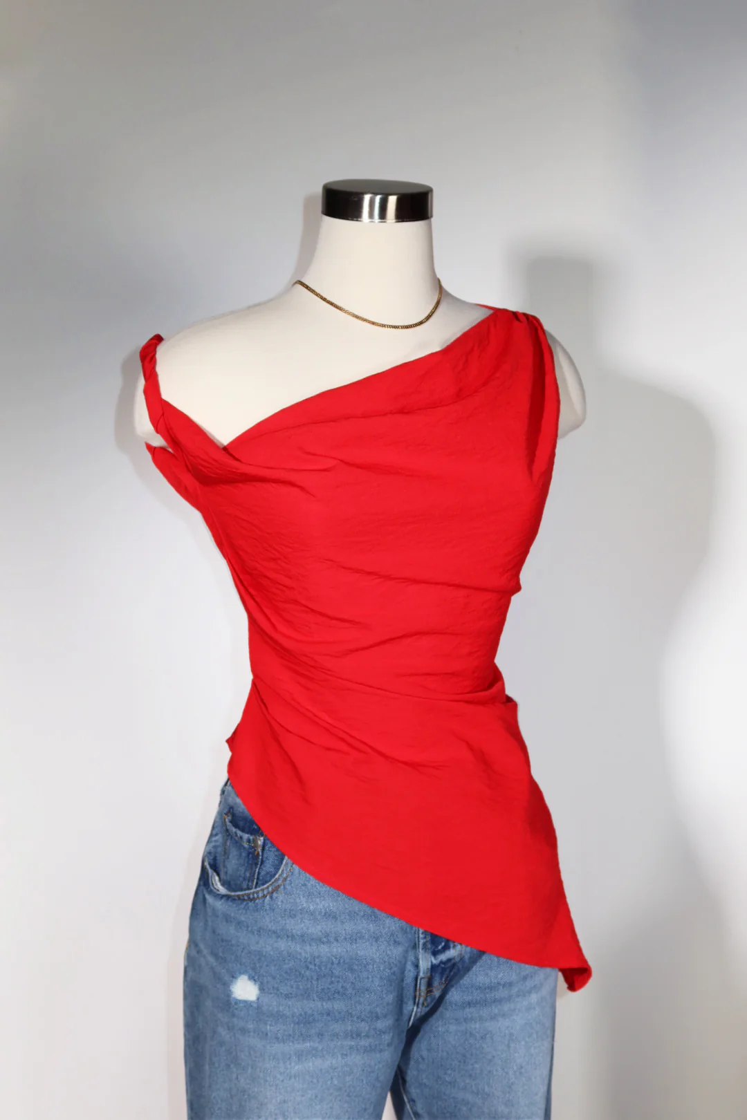 Eleina Asymmetric Top - Red - Image 6