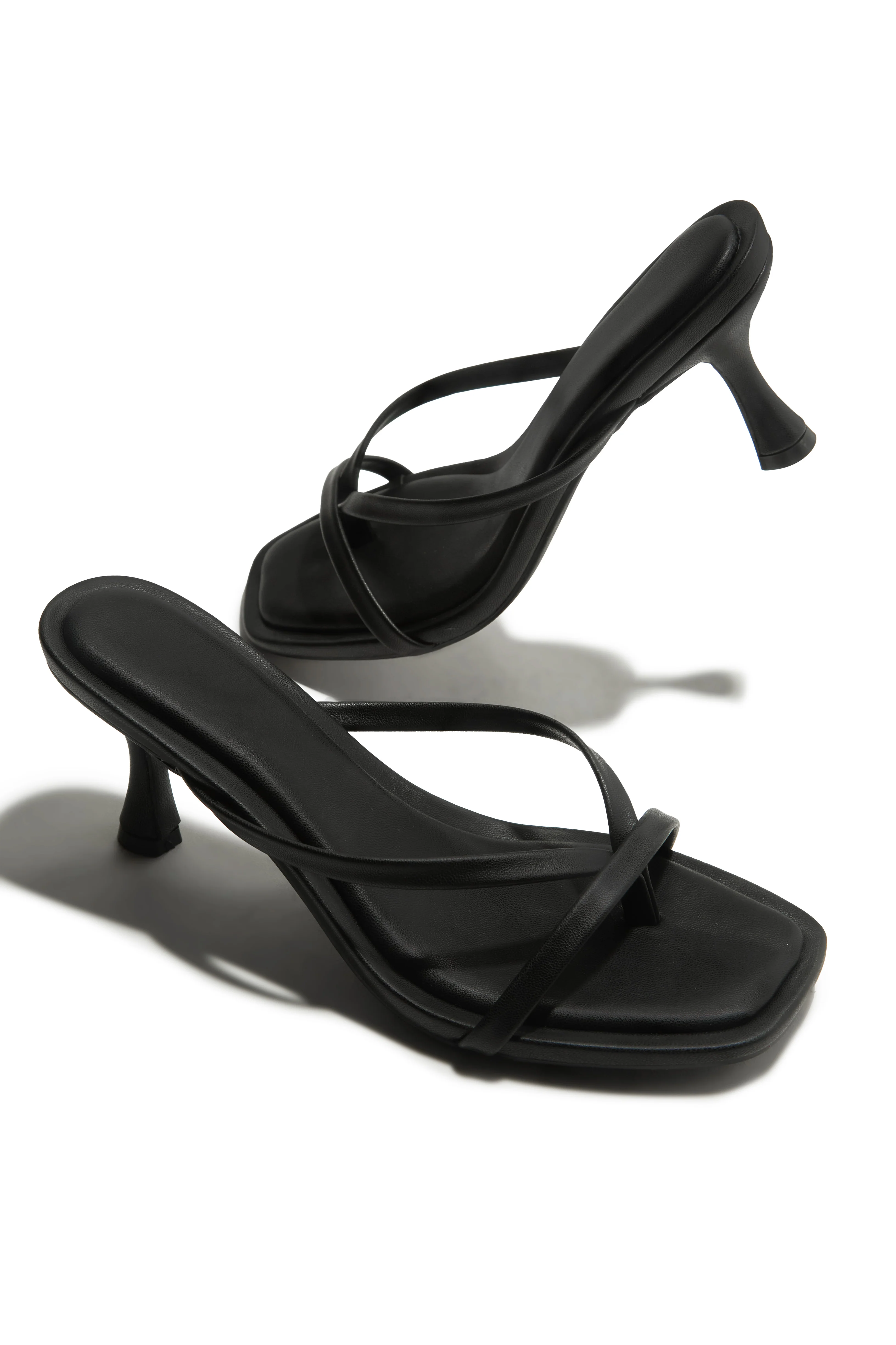Elena Mid Heel Mules - Black - Image 3