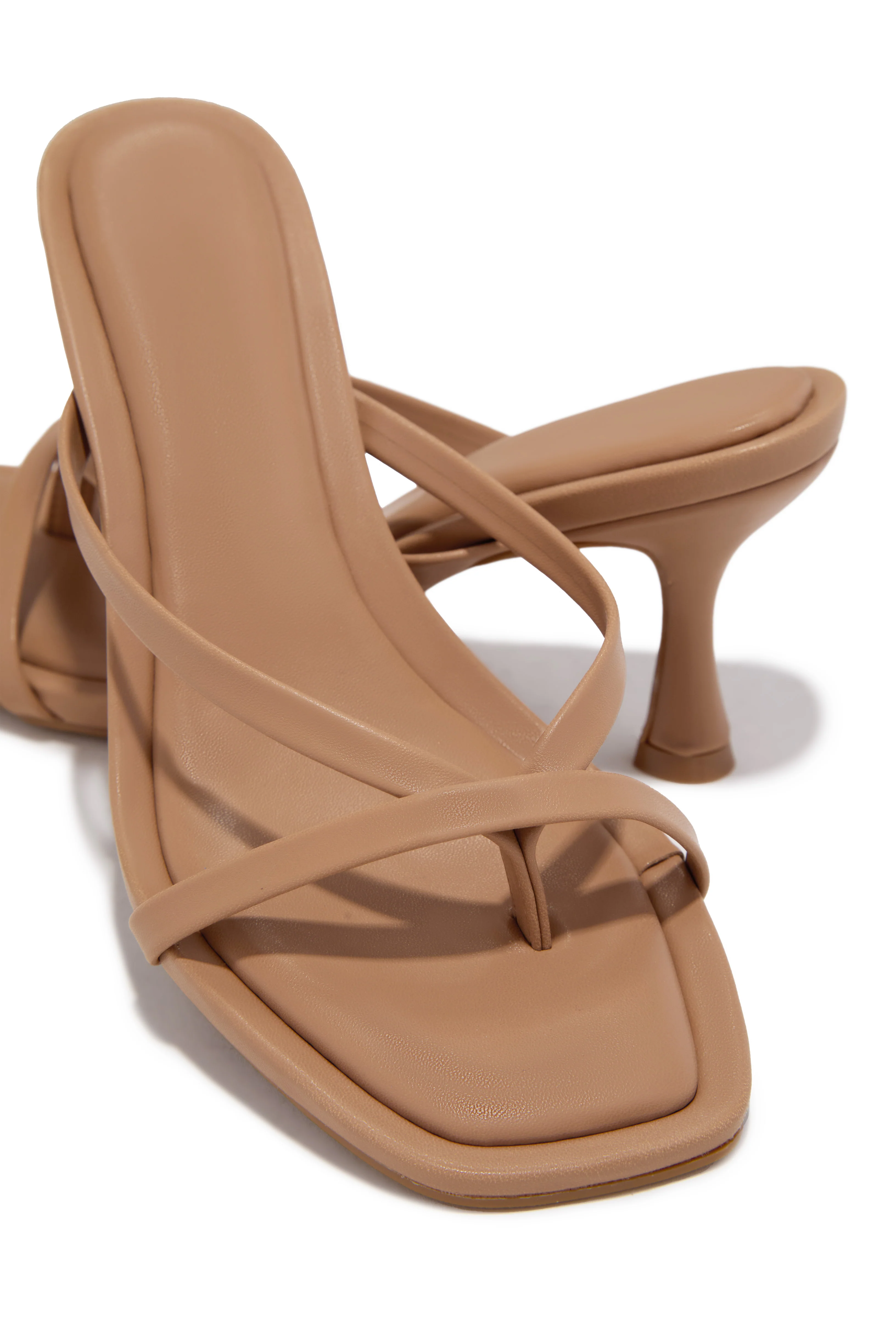 Elena Mid Heel Mules - Camel - Image 5