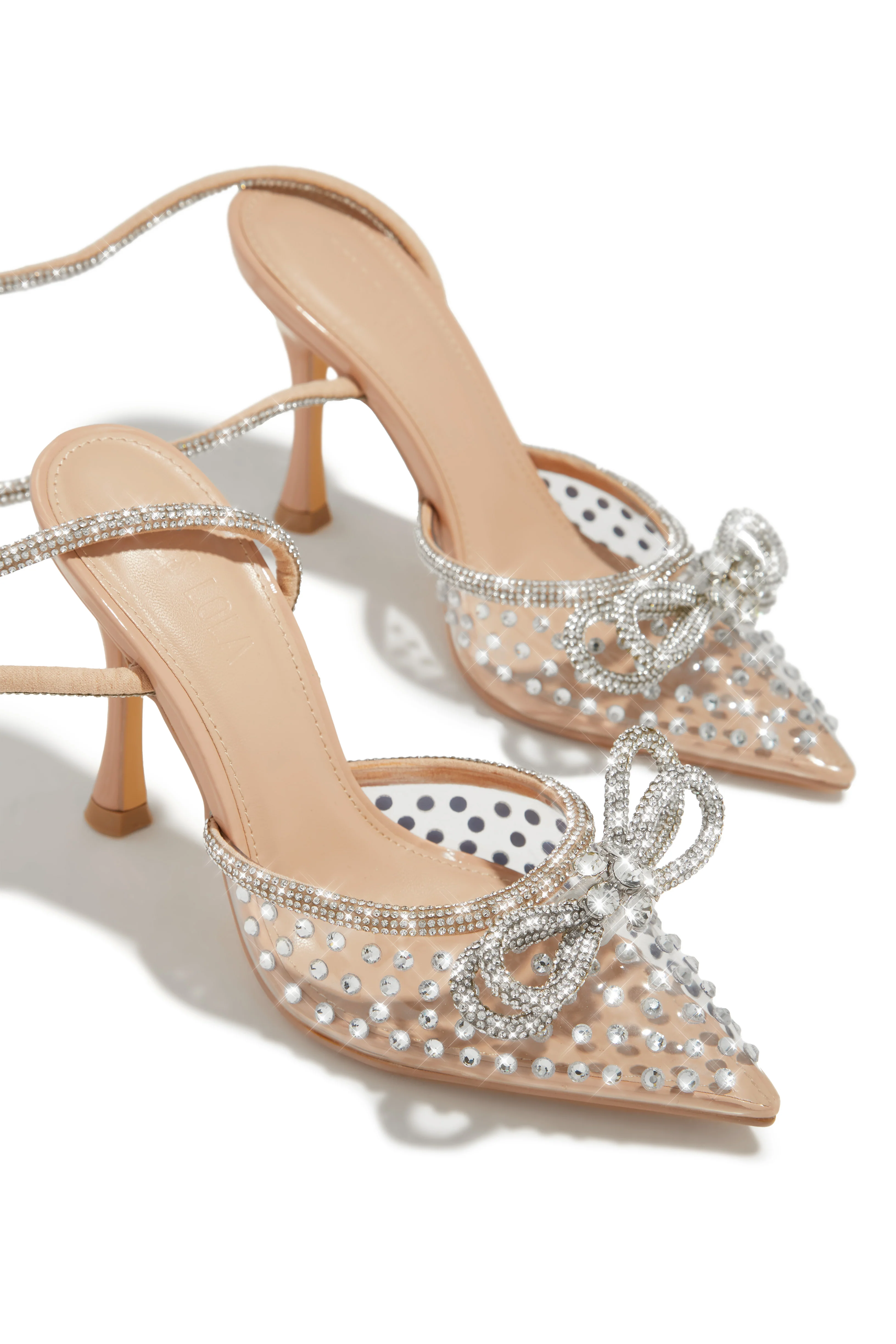 Elina Embellished Ankle Strap Pumps - Nude - Image 3