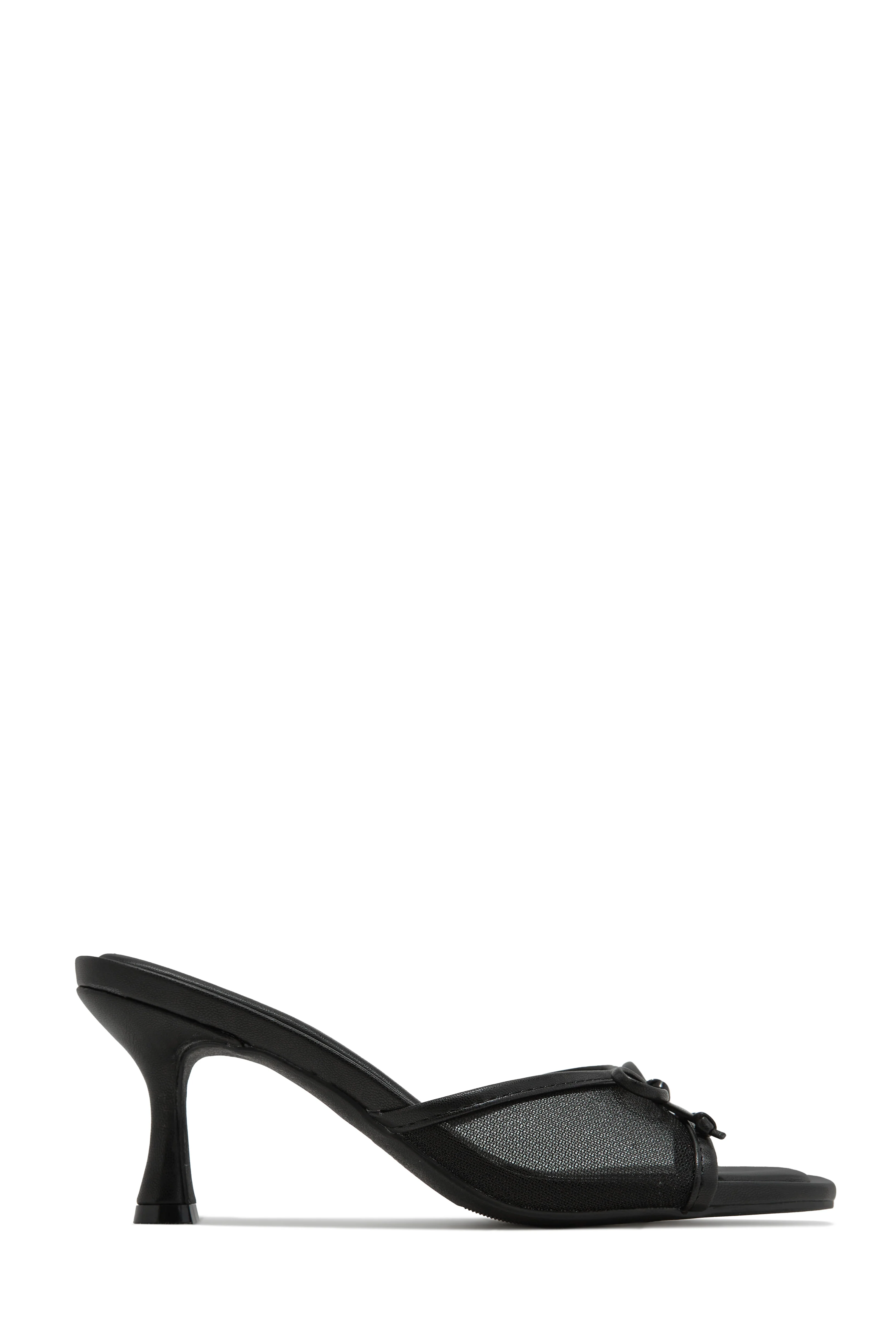 Eliza Mid Heel Mules - Black - Image 5