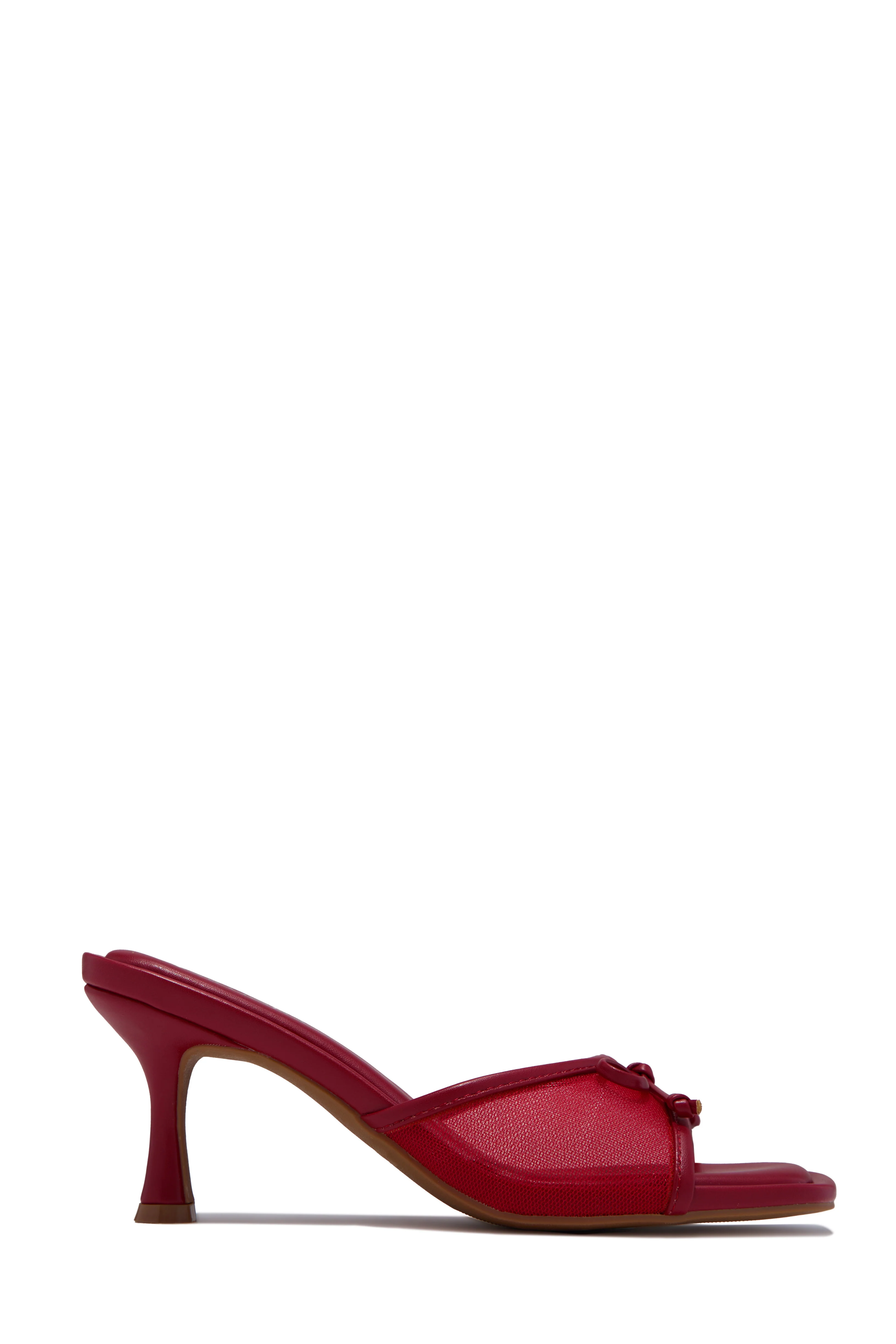 Eliza Mid Heel Mules - Red - Image 3