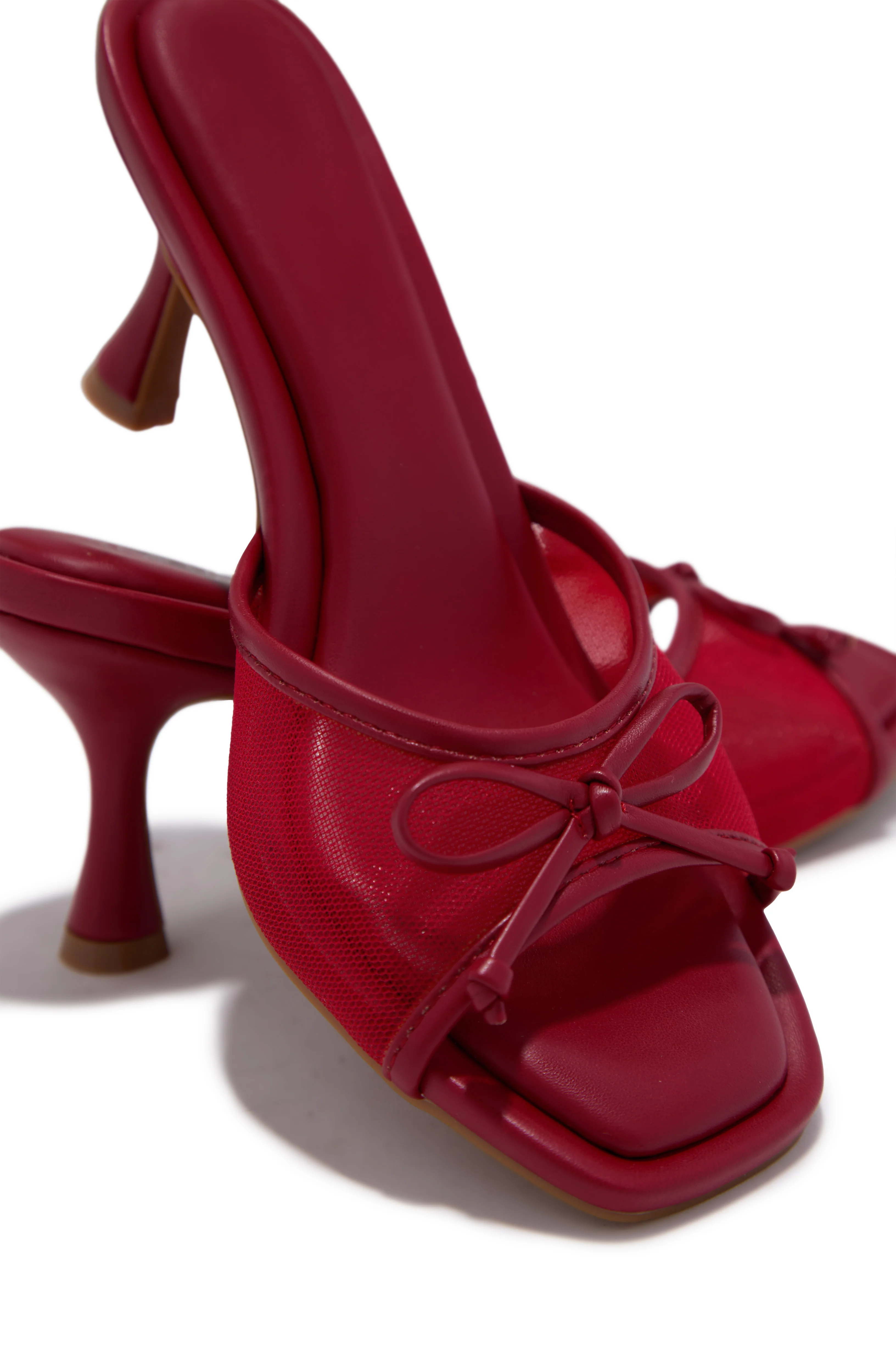 Eliza Mid Heel Mules - Red - Image 4