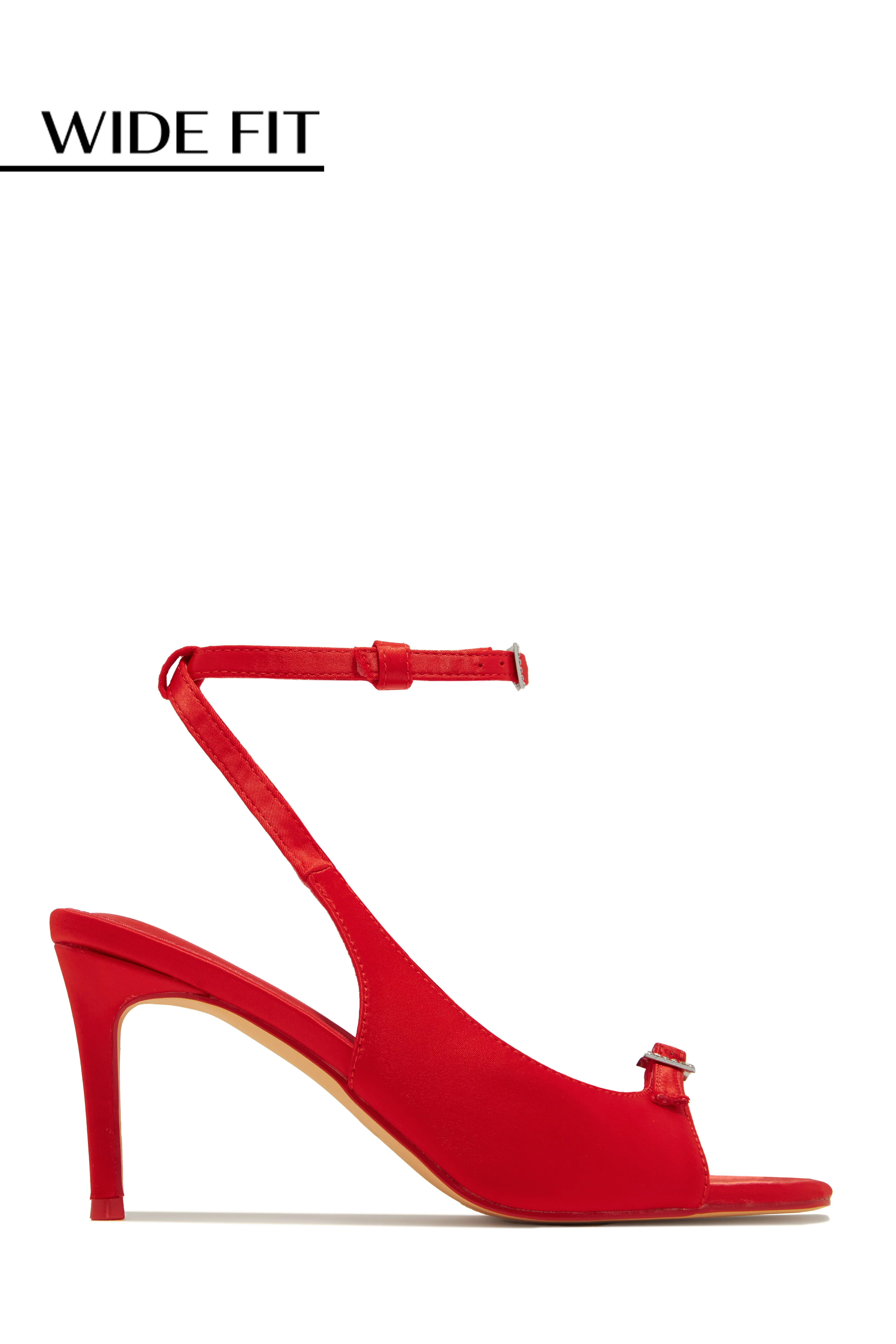 Ella Peep Toe Single Sole Heels - Red - Image 2