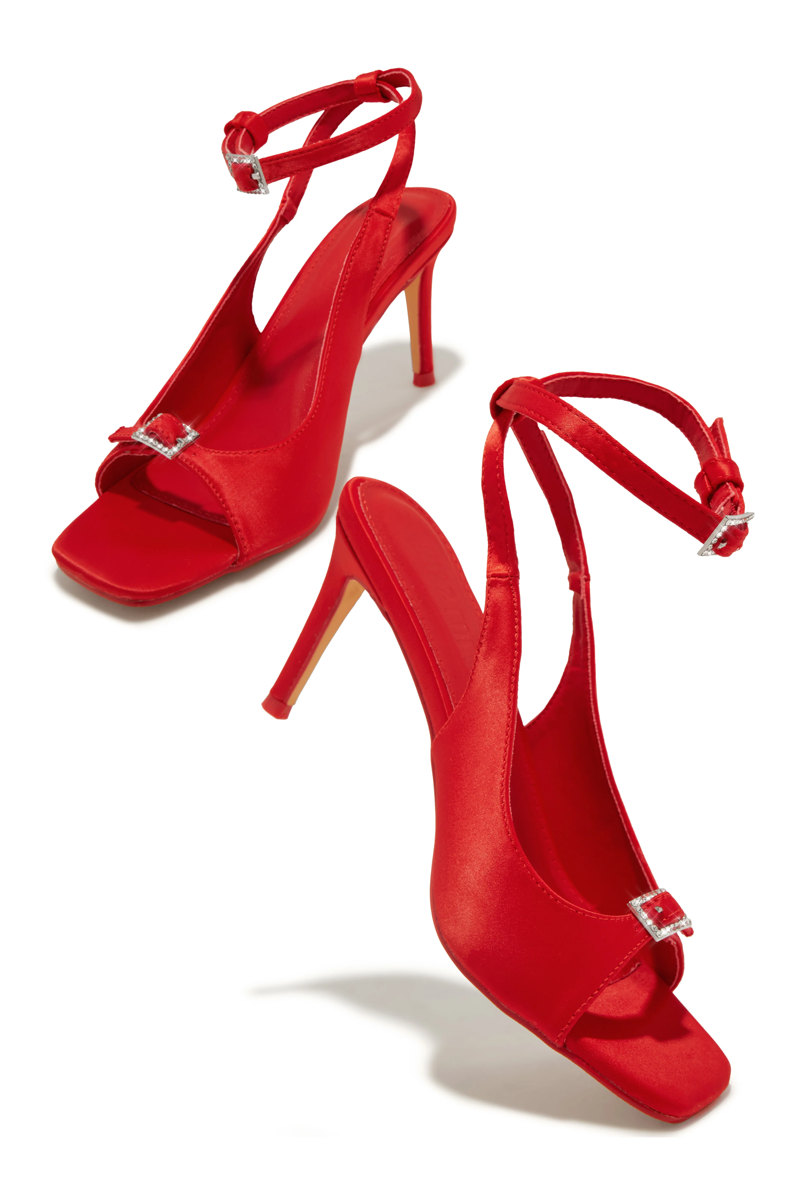 Ella Peep Toe Single Sole Heels - Red - Image 6