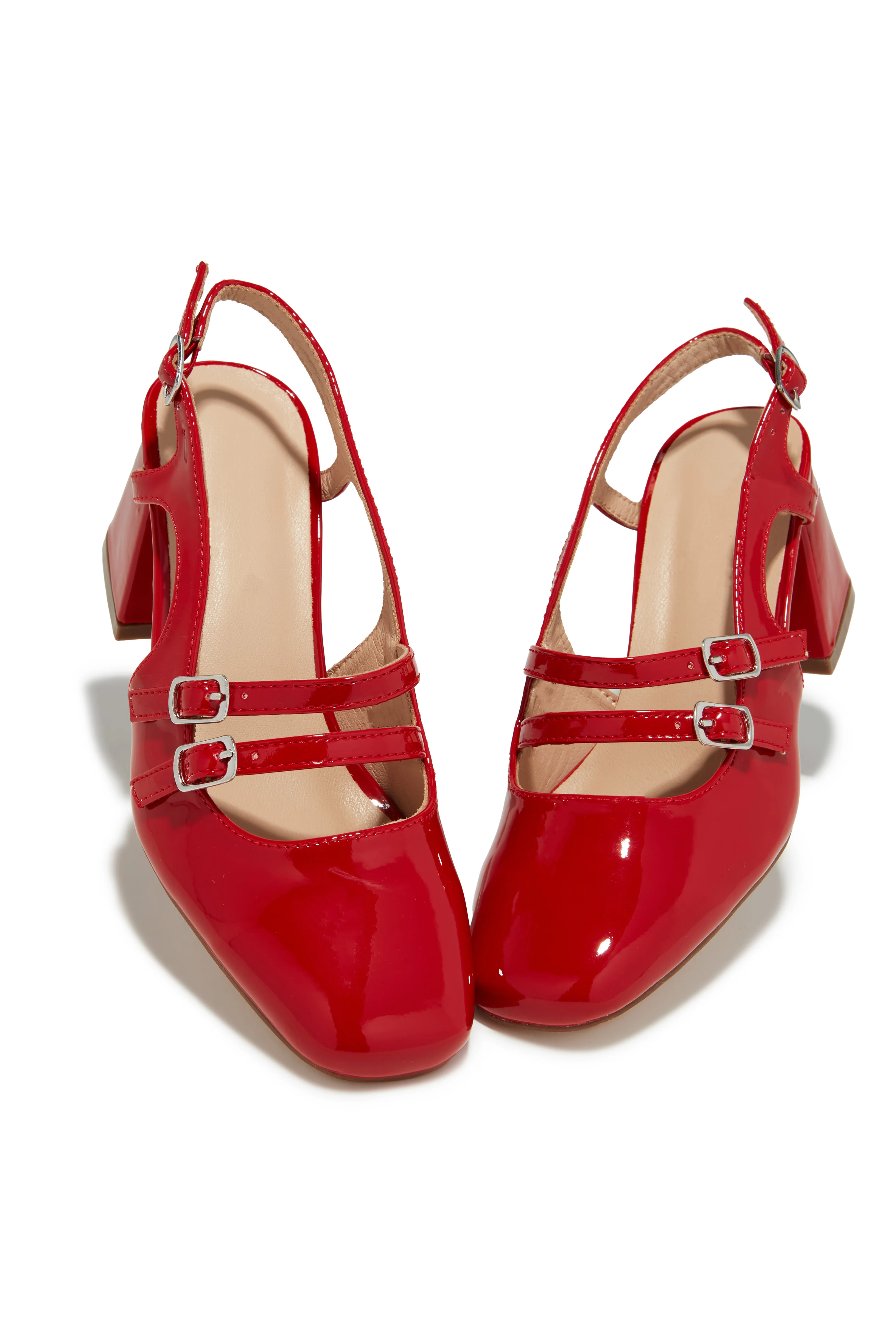 Elly Block Mid Heels - Red - Image 3