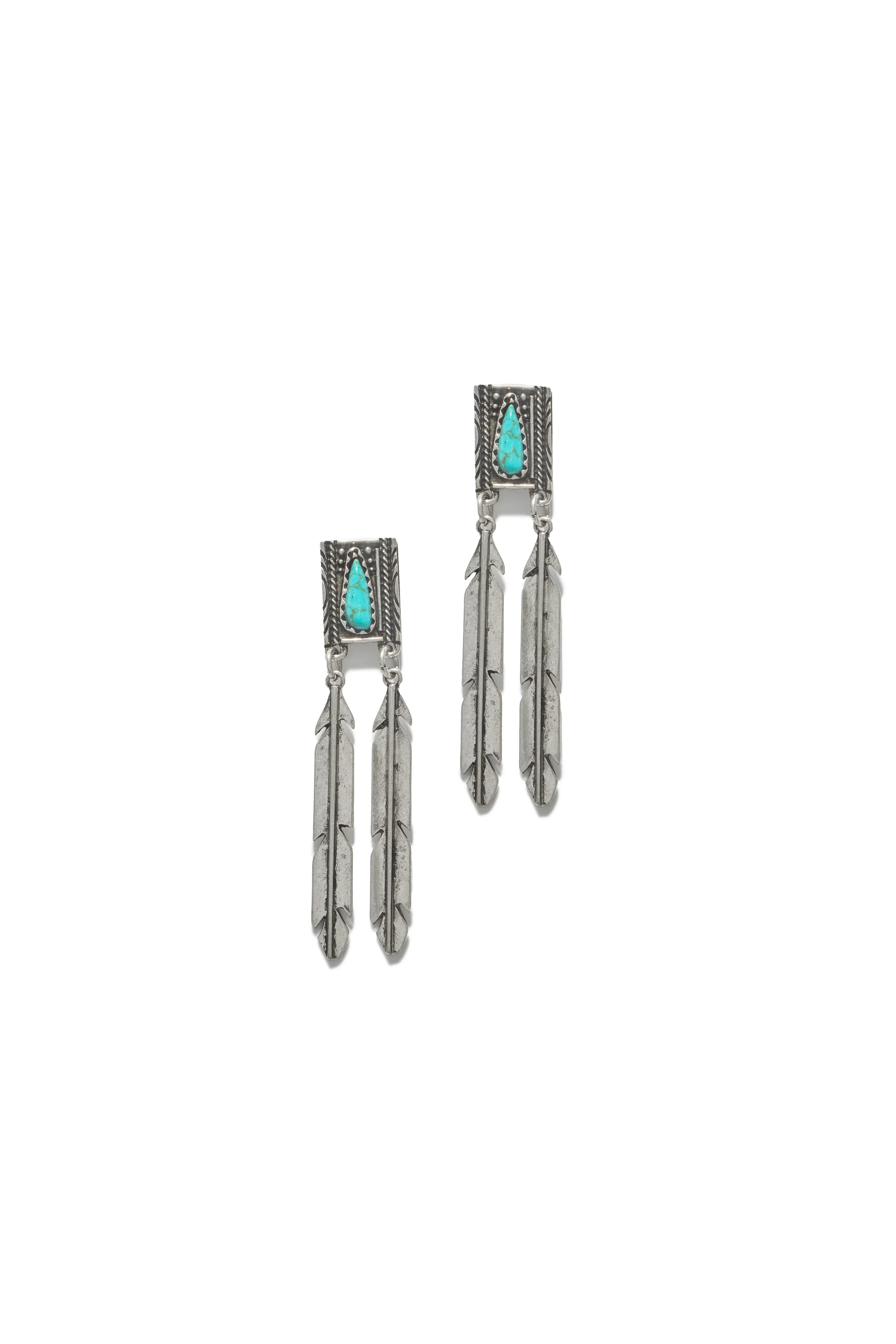 Emarya Statement Dangle Earring - Silver Turquoise - Image 5