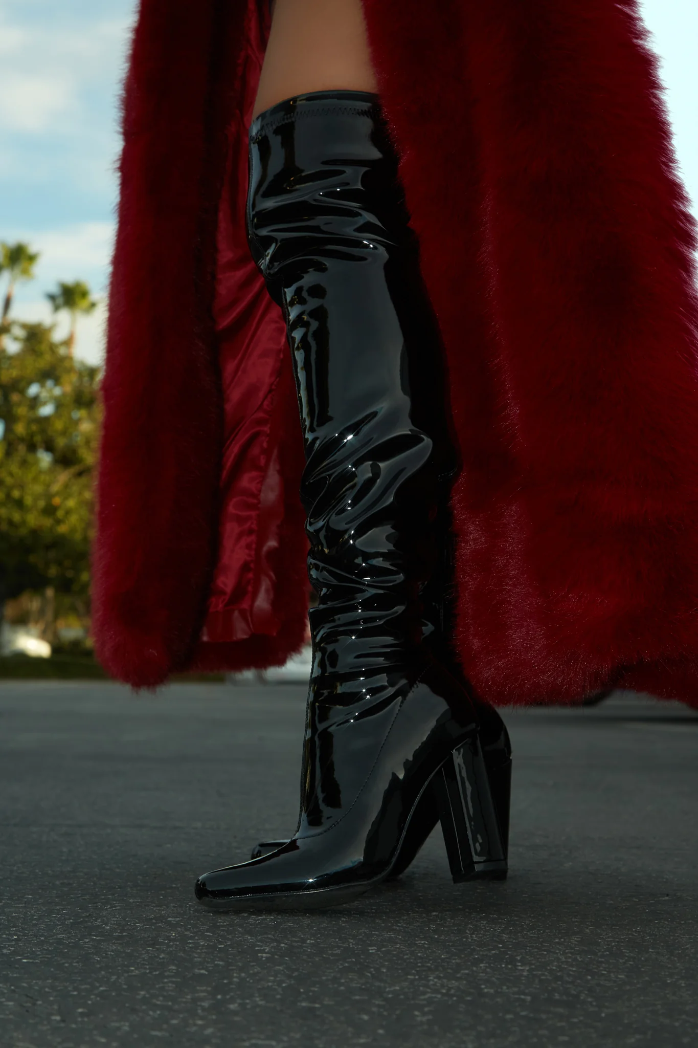 Ericka Block Heel Over The Knee Boots - Black - Image 2