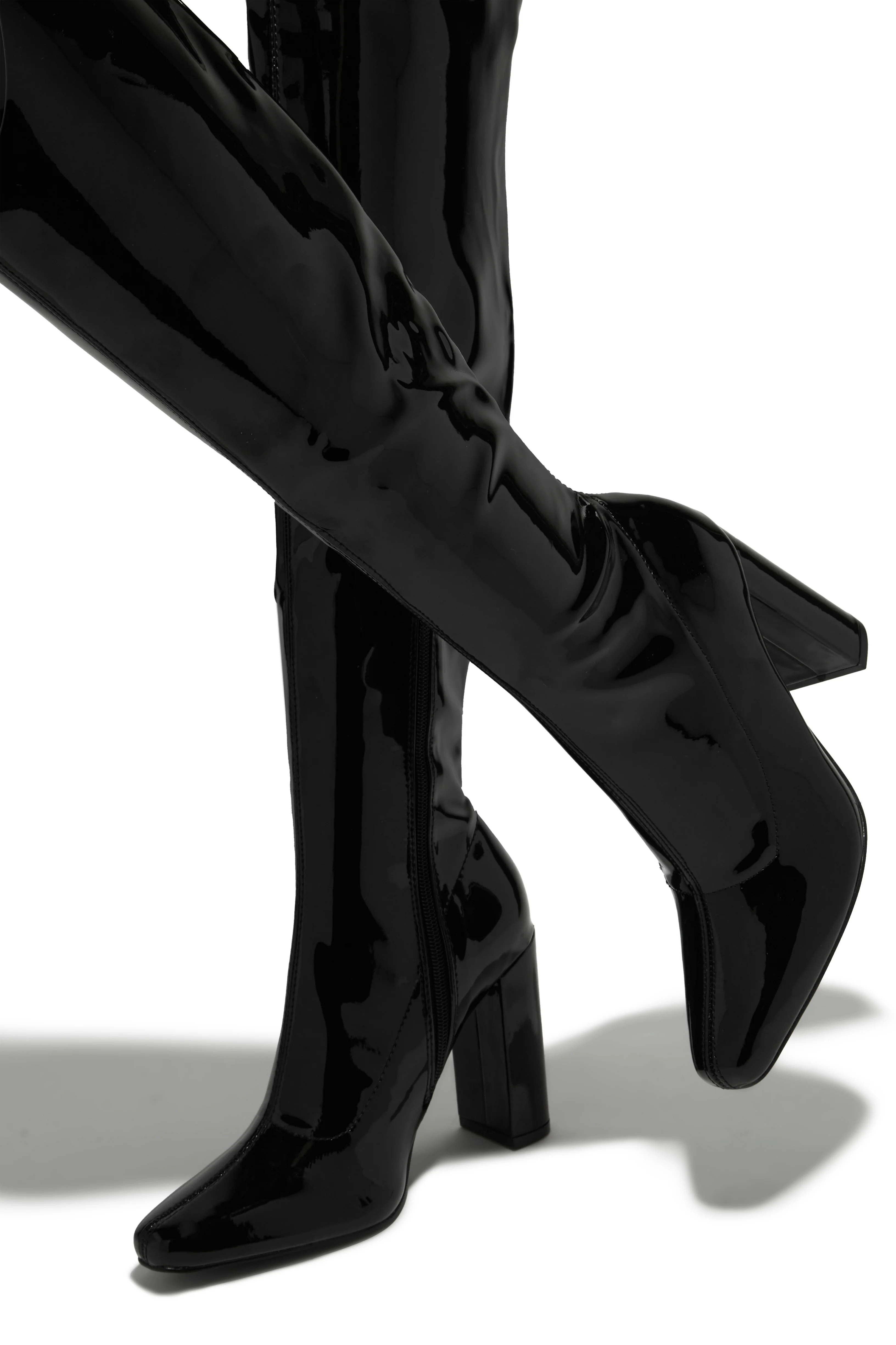 Ericka Block Heel Over The Knee Boots - Black - Image 4