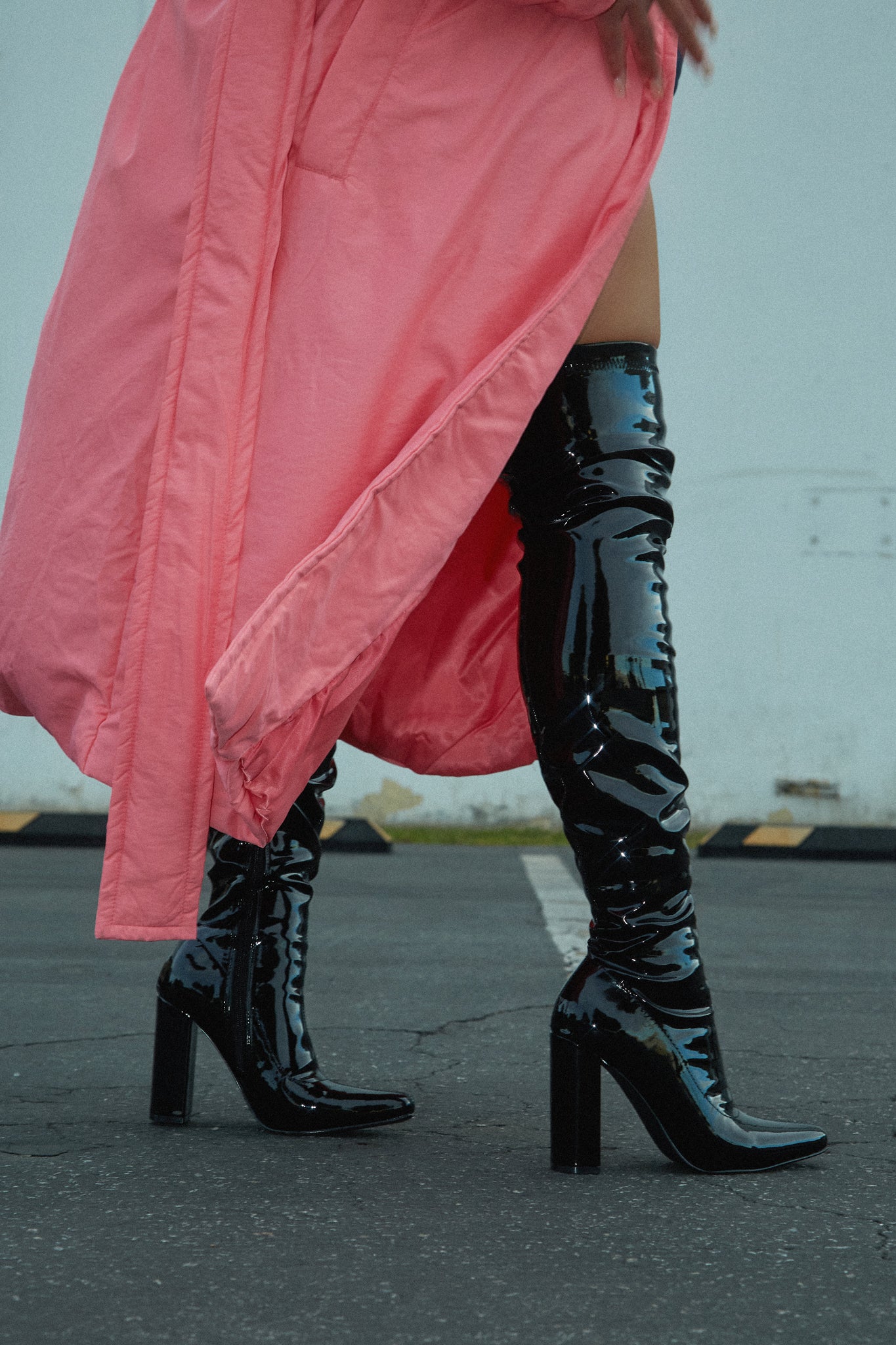 Ericka Block Heel Over The Knee Boots - Black - Image 5