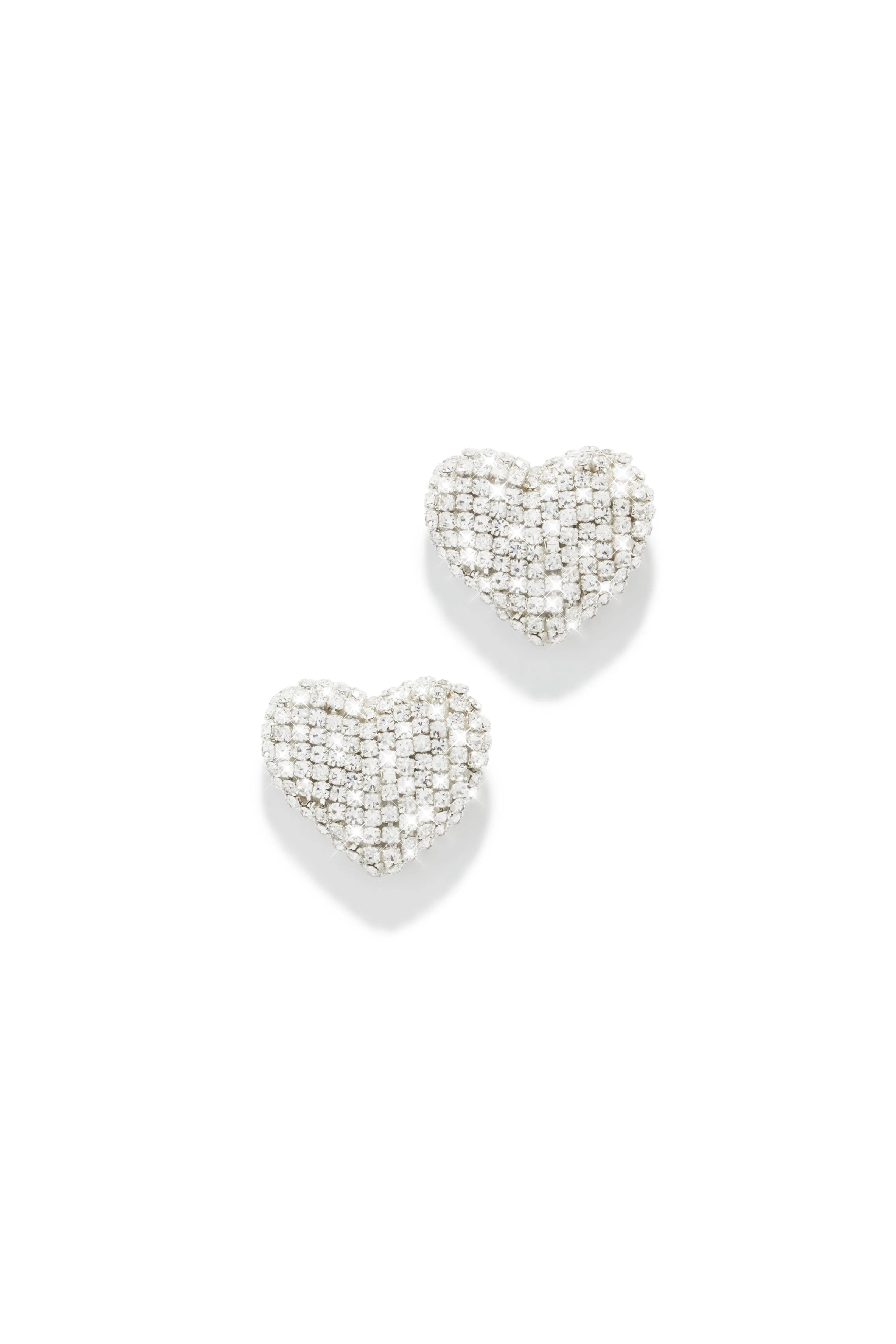 Everlasting Love Embellished Heart Earring - Silver - Image 4