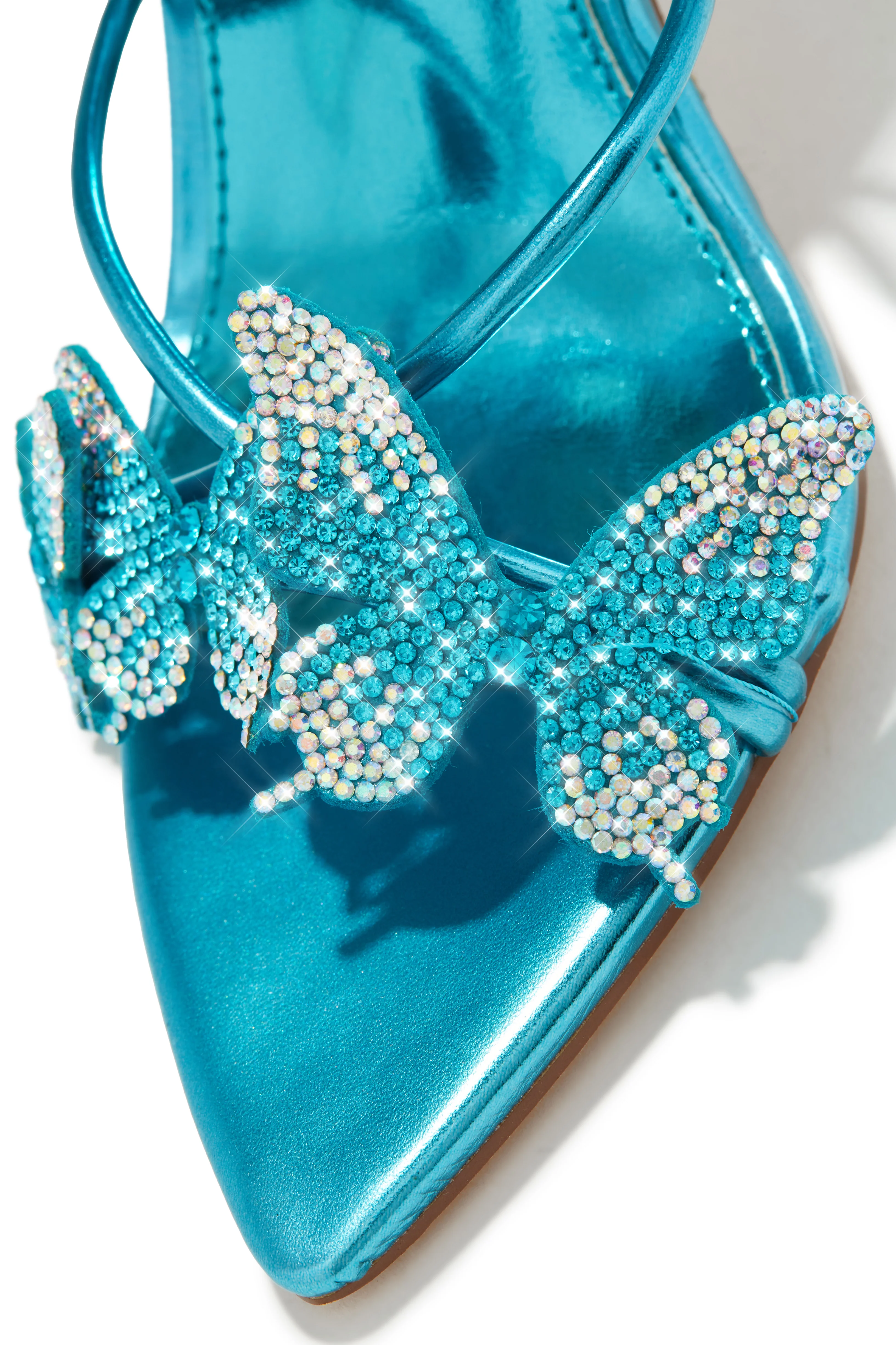 Fantasy Dreams Butterfly Embellished Lace Up Heels - Blue - Image 4