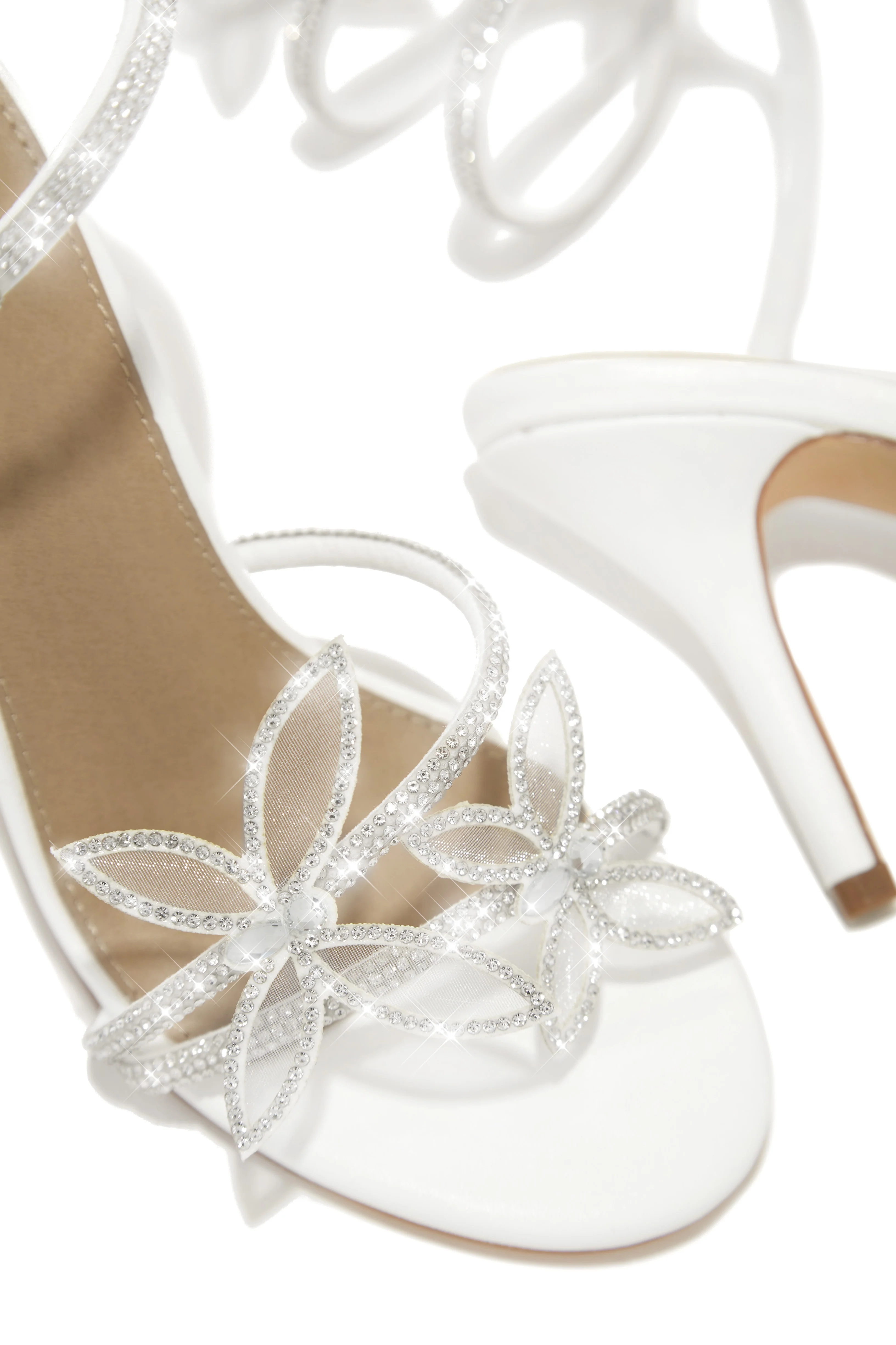 Fantasy Embellished Around The Ankle Coil Heels - White - Image 3