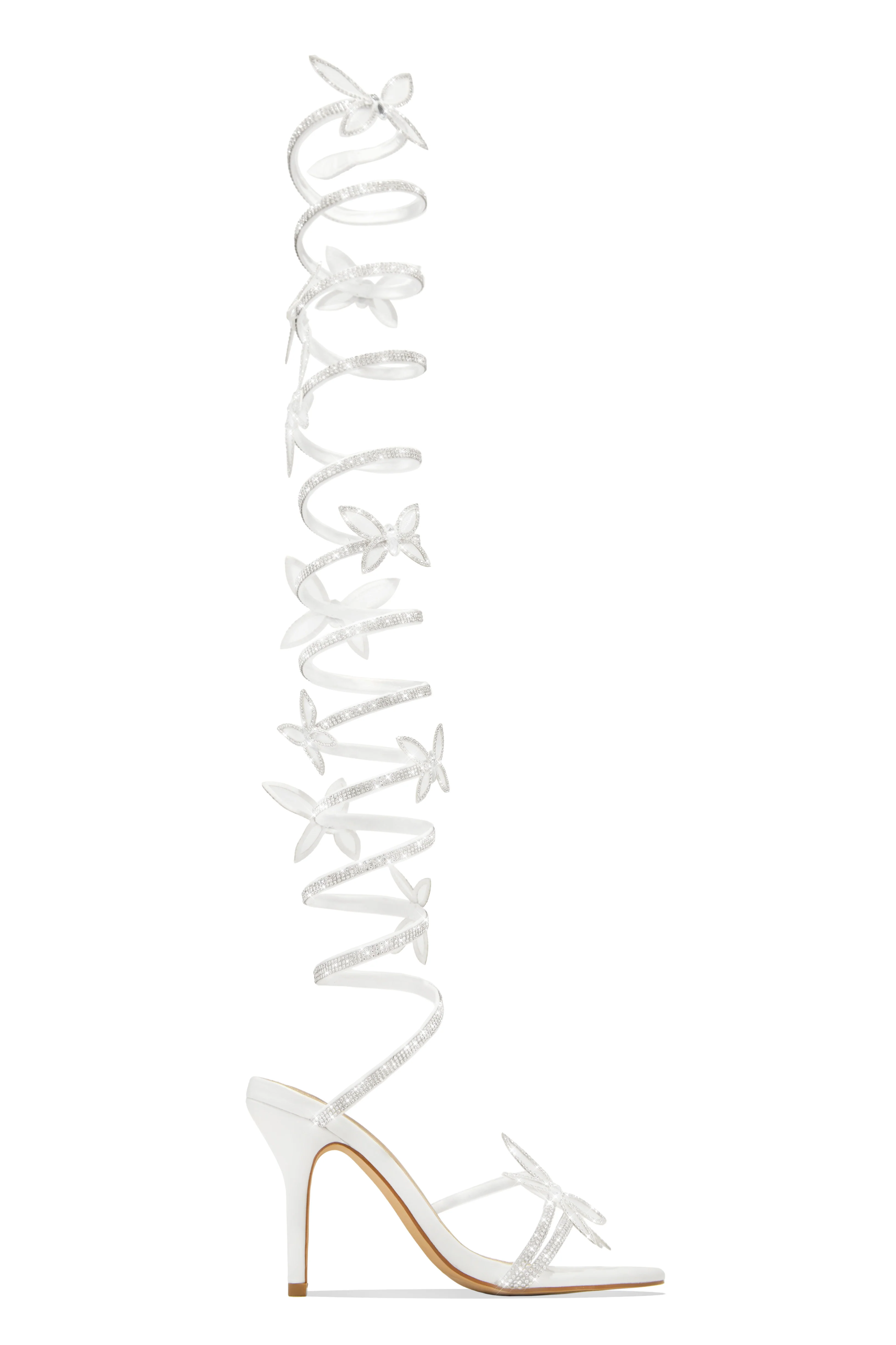 Fantasy Embellished Around The Ankle Coil Heels - White - Image 7