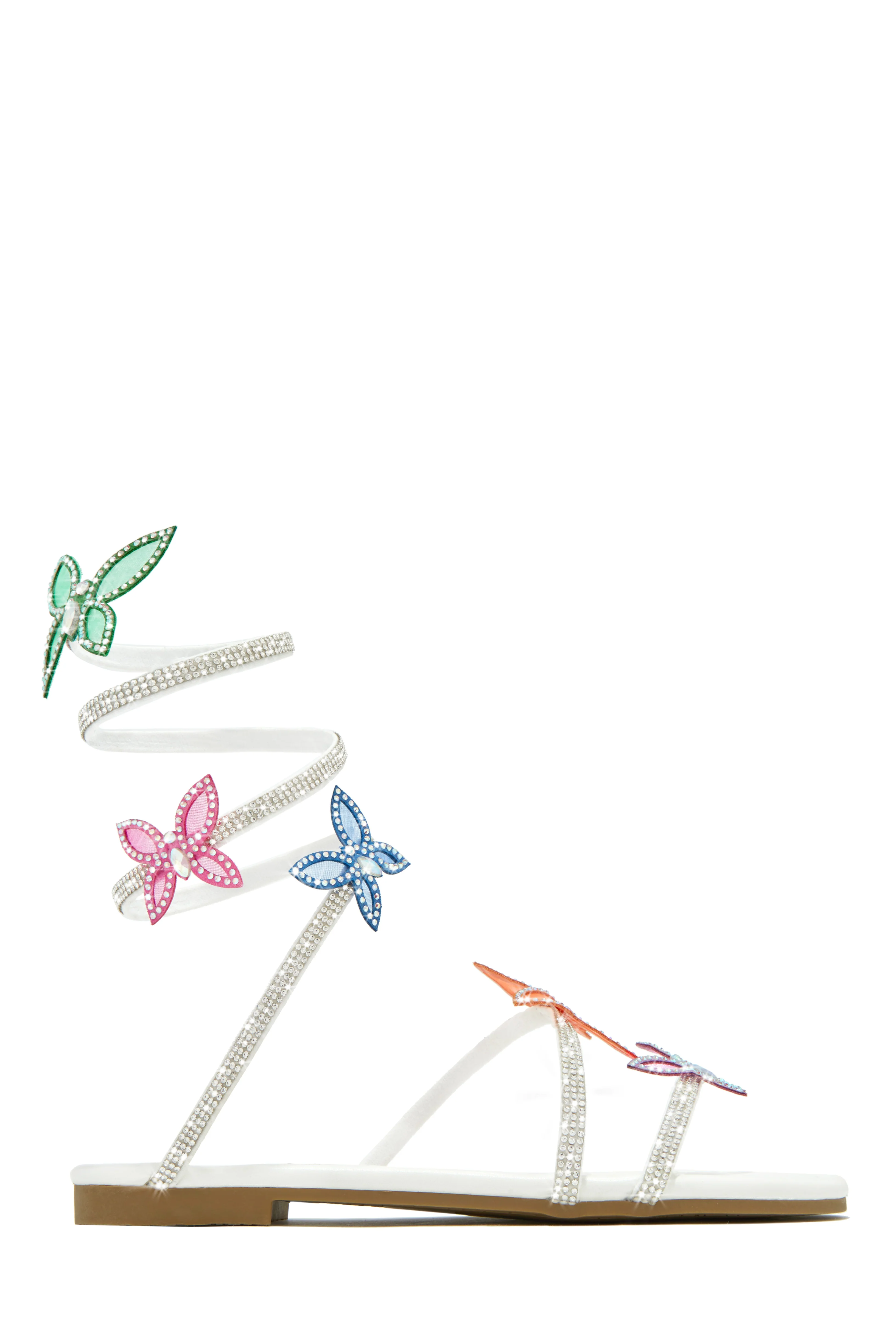 Fantasy Embellished Around The Ankle Coil Sandals - White - Image 3